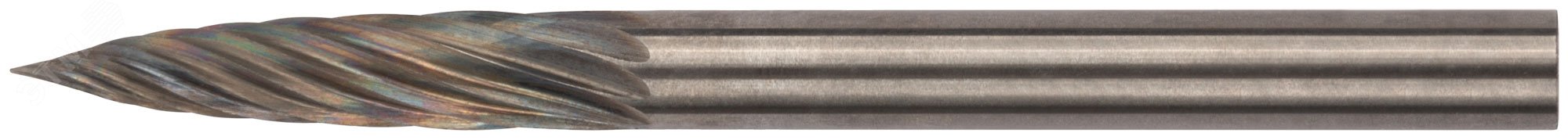 Шарошка карбидная Профи, штифт 3 мм (мини), цилиндрическая с острым наконечником 36584 FIT - превью