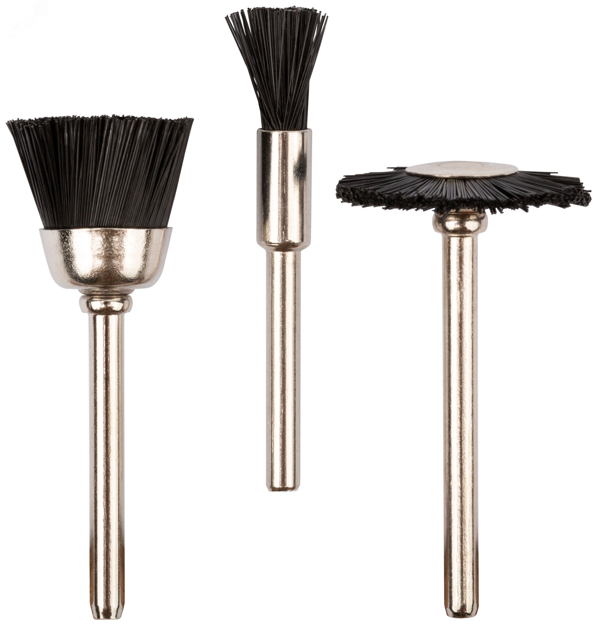 Изображение товара Набор из 3 нейлоновых корщеток для гравировальных машинок и полировки