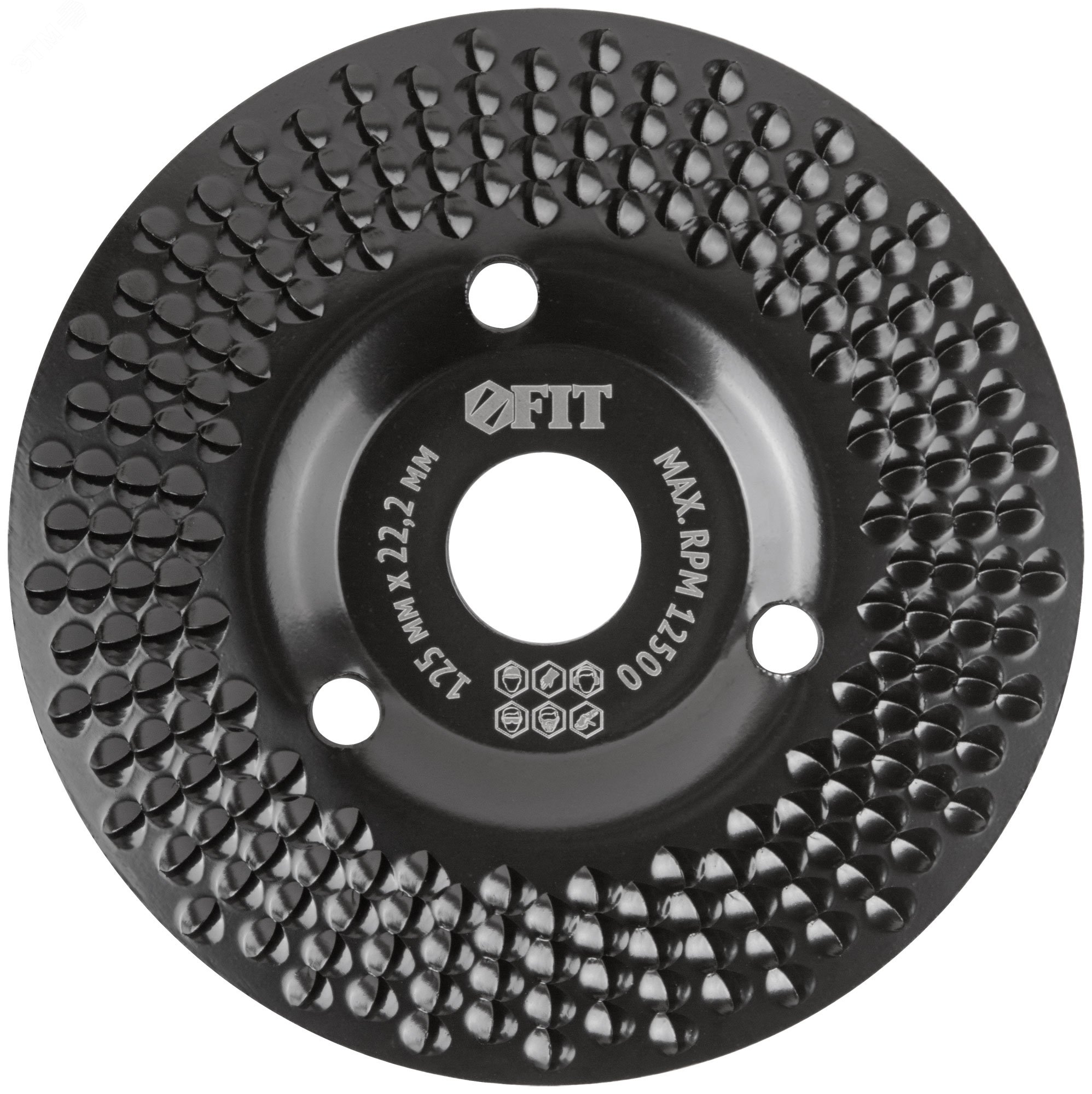 Изображение товара Диск обдирочный по дереву 125 мм наклонный с грубой насечкой для шлифовальных машин