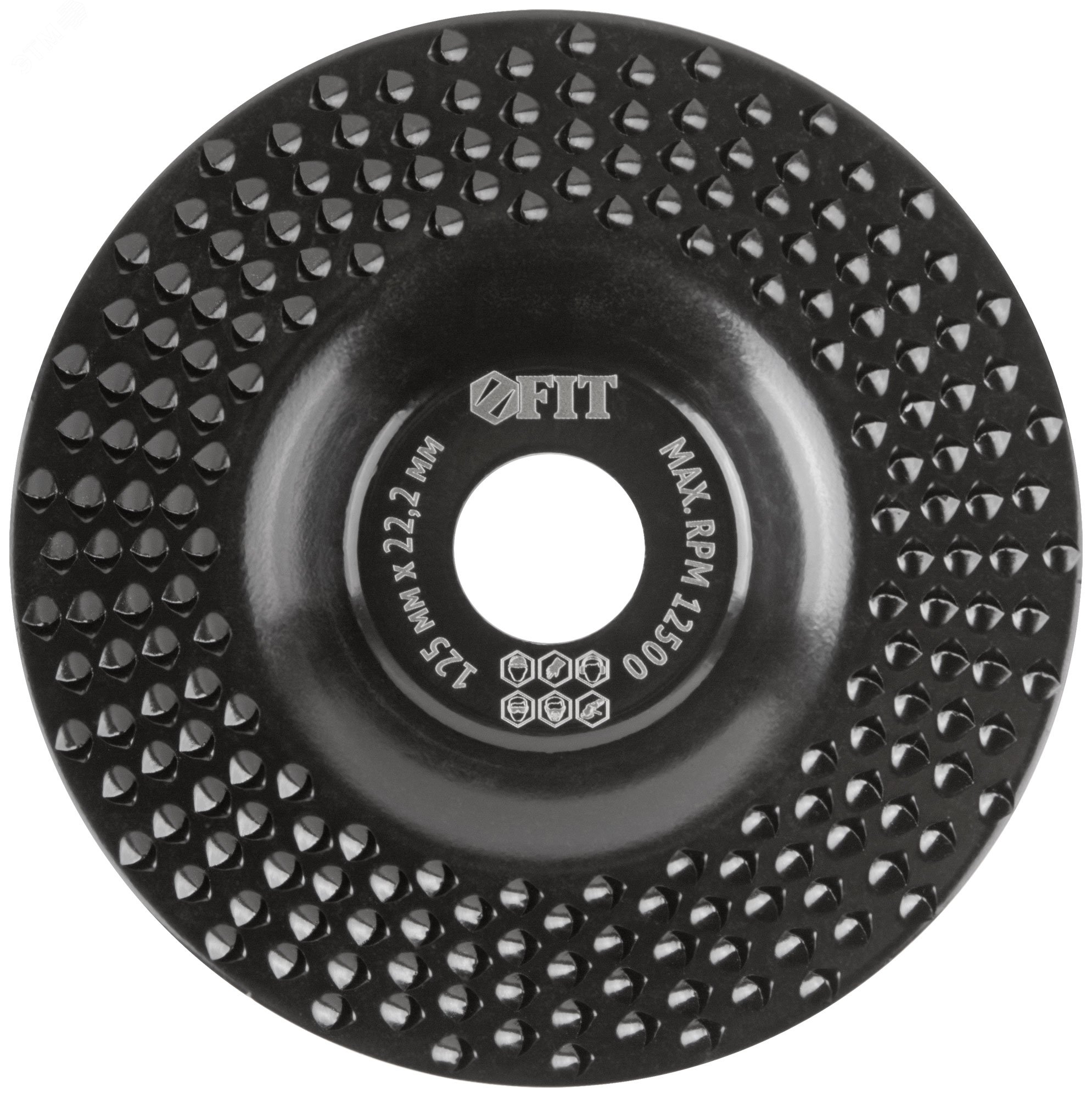 Изображение товара Диск обдирочный по дереву 125 мм 22,2 мм грубая насечка FIT