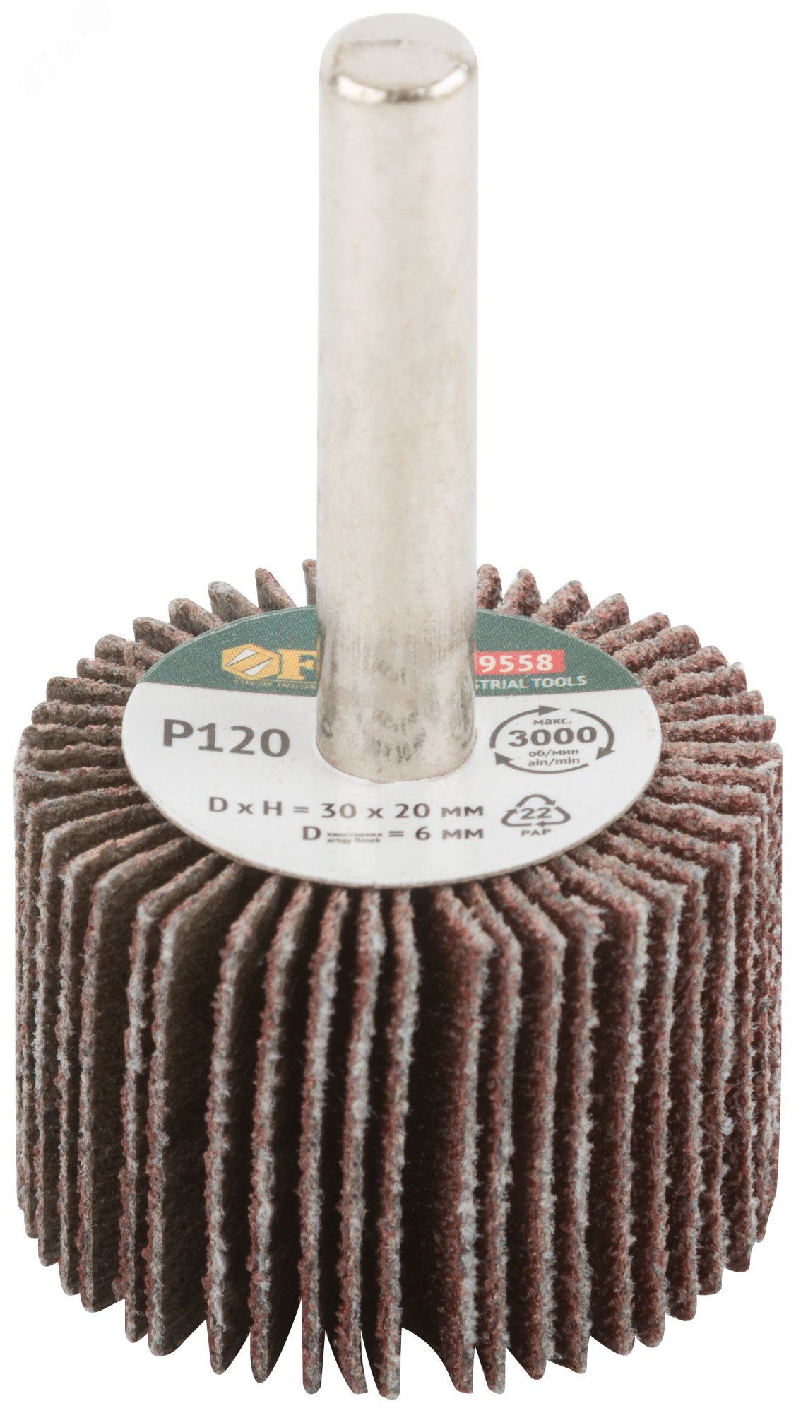 Изображение товара Диск лепестковый радиальный 30х20х6 мм P120 для дрели FIT