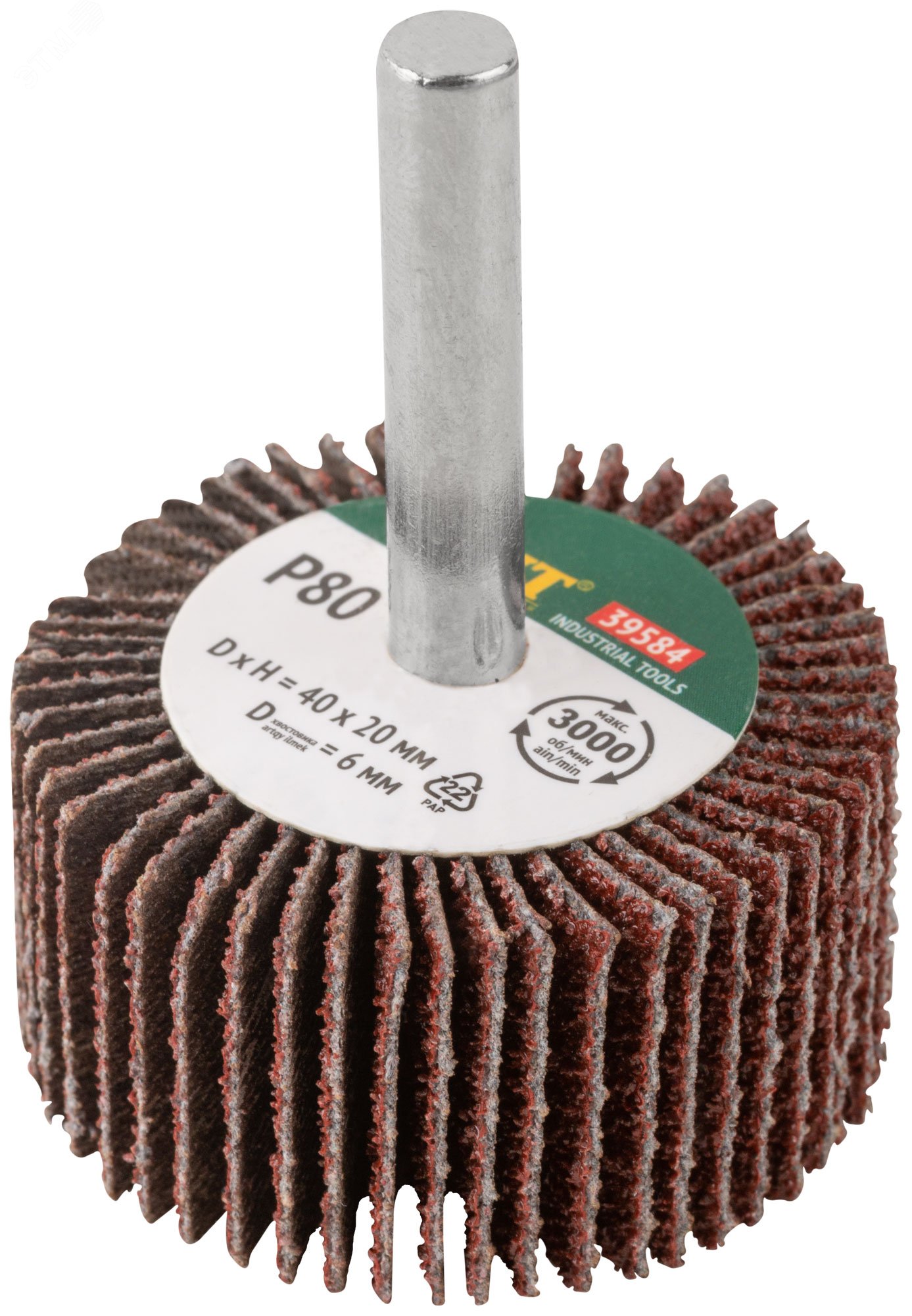 Изображение товара Диск лепестковый радиальный для дрели 40мм 80 зернистость Р 6 мм