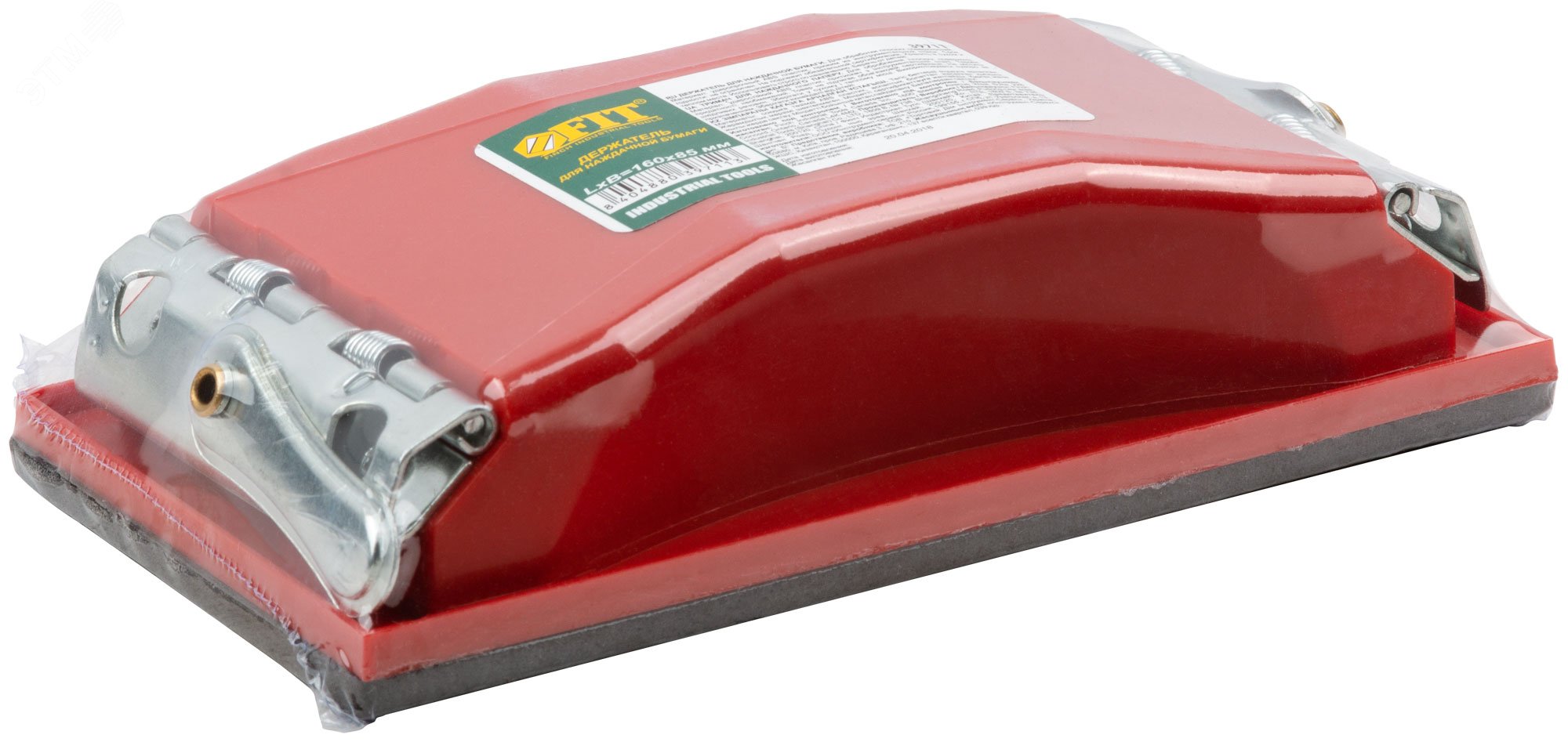 Держатель для наждачной бумаги пластиковый с металлическим прижимом, красный 160х85 мм 39711 FIT - превью 3