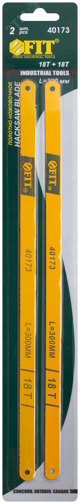 Полотна ножовочные по металлу, легированная сталь, 20 Cr, 300 мм, в блистере 2 шт (18 ТPI) 40173 FIT - превью 3