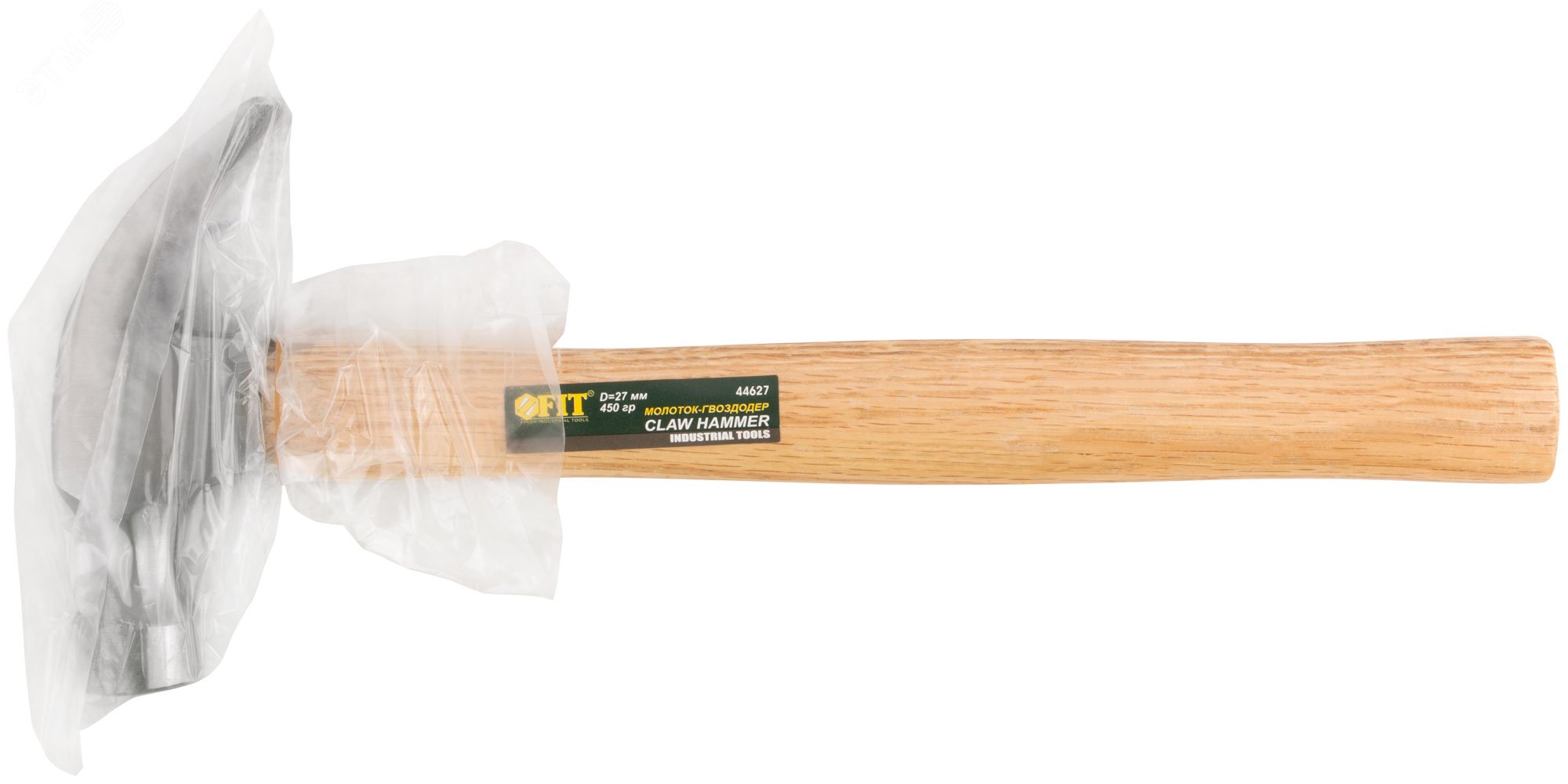 Молоток-гвоздодер, деревянная ручка 27 мм, 450 гр 44627 FIT - превью 3