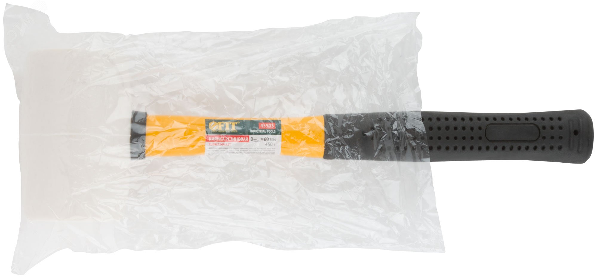 Киянка резиновая белая, фиберглассовая ручка 60 мм (450 гр) 45503 FIT - превью 3