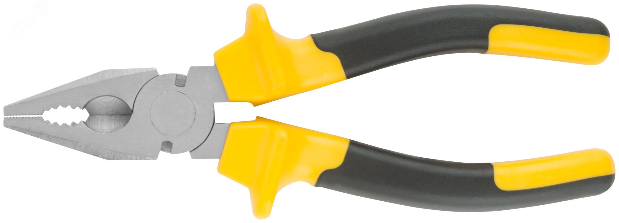 Плоскогубцы комбинированные ''Старт'' черно-желтые прорезиненные ручки, хром-никелевое покрытие 180 мм 49955 FIT - превью