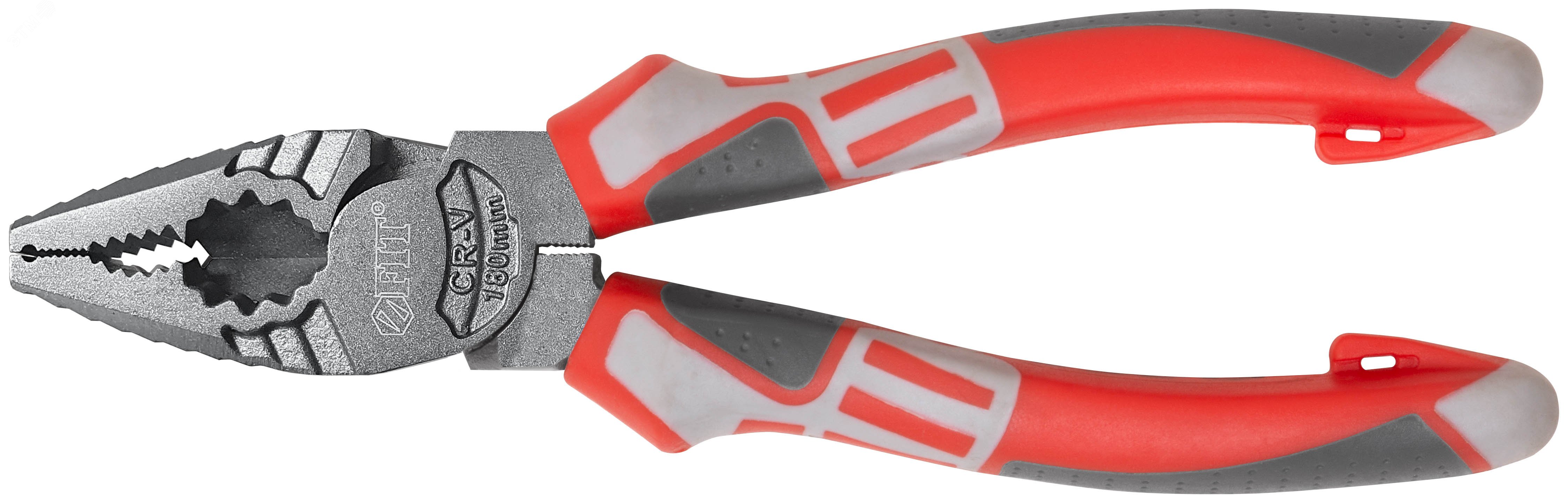 Плоскогубцы комбинированные ''Эталон'', CrV сталь, ребра жесткости на губках, тефлоновое покрытие, 3К прорезиненные ручки 180 мм 50694 FIT