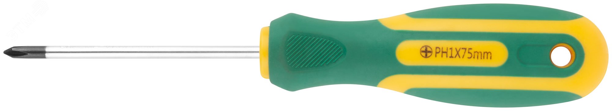 Изображение товара Отвертка Контур FIT IT PH1 75 мм хромованадиевая сталь прорезиненная рукоятка