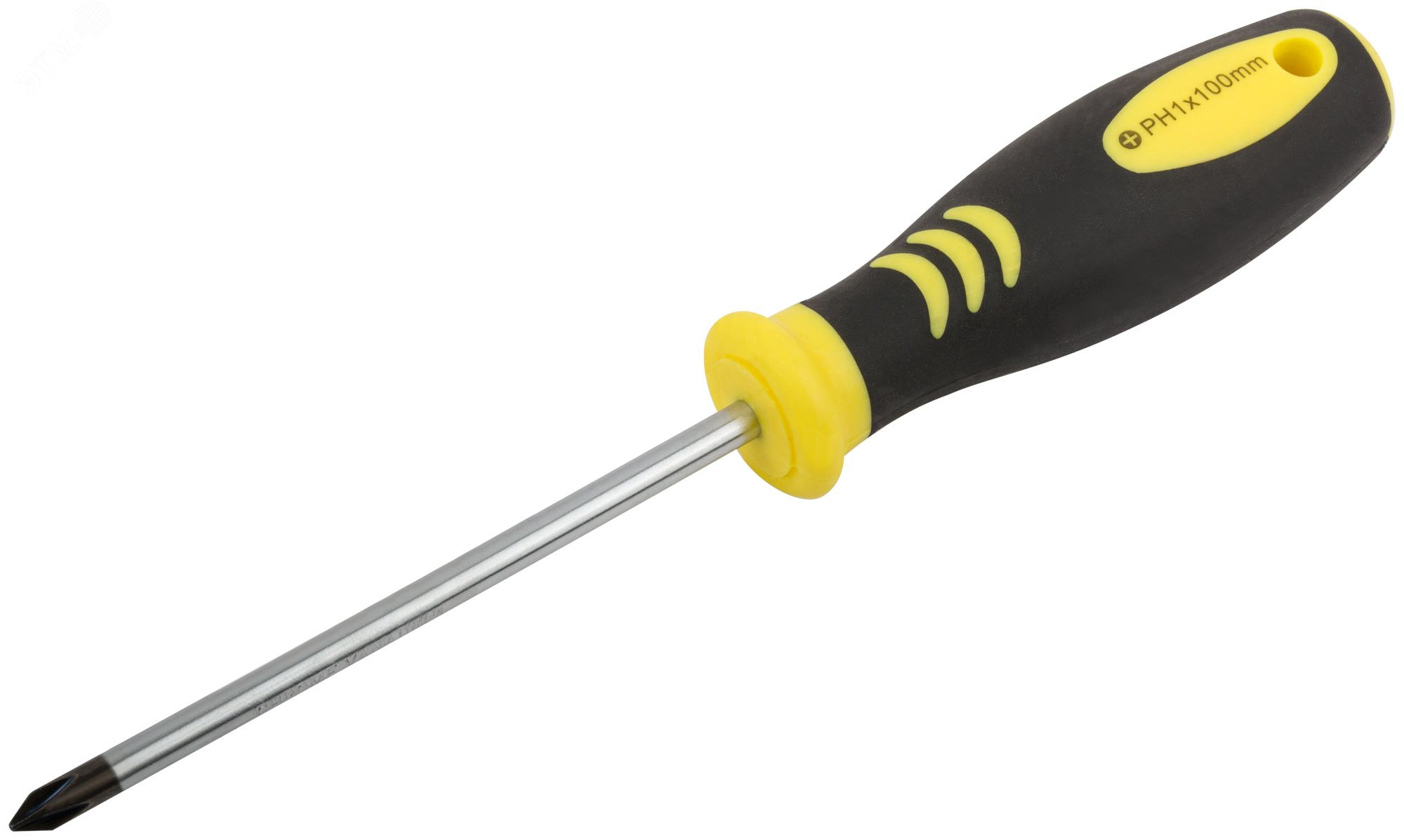 Отвертка ''Хард'', CrV сталь, прорезиненная черно-желтая ручка 5х100 мм РН1 55216 FIT - превью 2