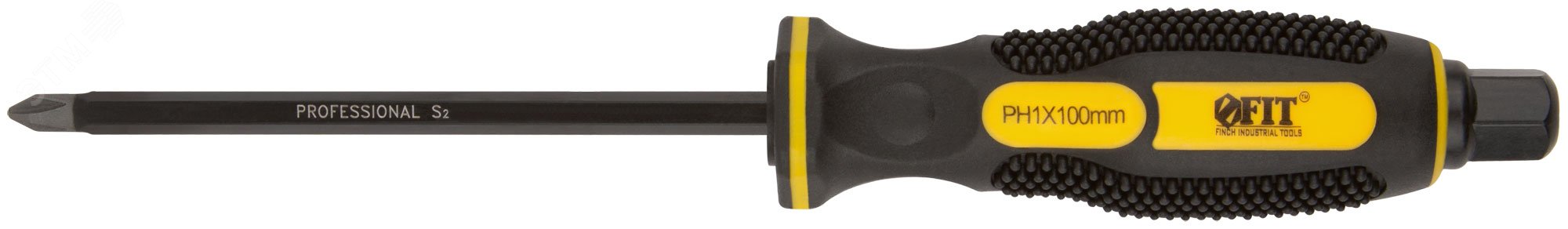 Изображение товара Отверткa ударная, сталь S2, шестигран.жало, боек под ключ, прорезиненная ручка, Профи 5х100 мм PH1 (шт)