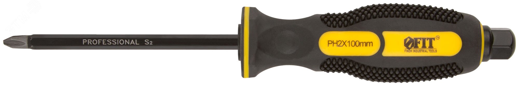Изображение товара Отверткa ударная, сталь S2, шестигран.жало, боек под ключ, прорезиненная ручка, Профи 6х100 мм PH2 (шт)