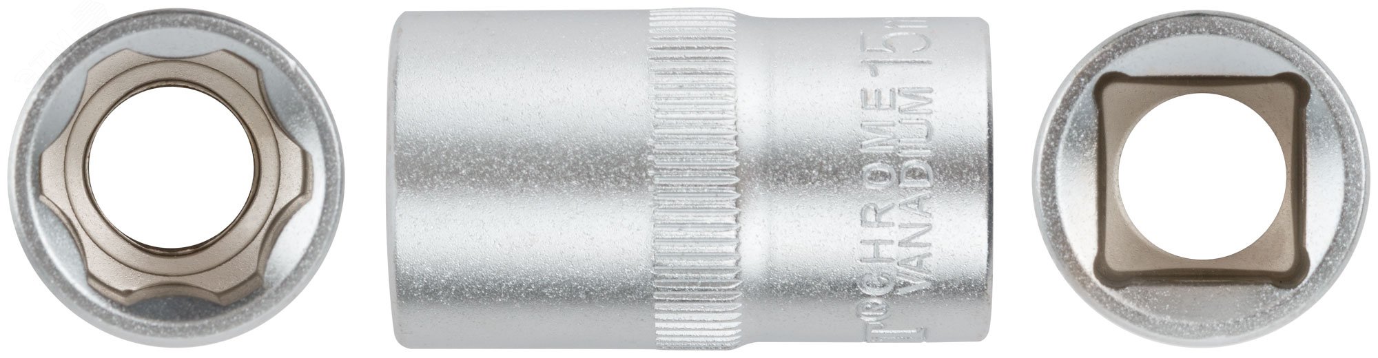 Изображение товара Головка 6-гранная CrV 1/2'' 15 мм FIT для автосервиса