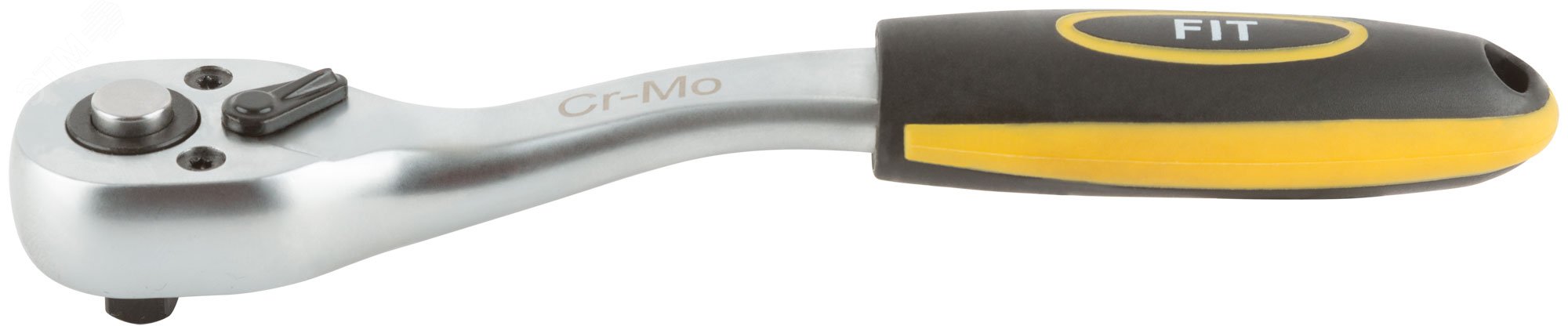 Вороток (трещотка) CrV, черно-желтая прорезиненная ручка, Профи 1/4'', 72 зубца 62351 FIT - превью