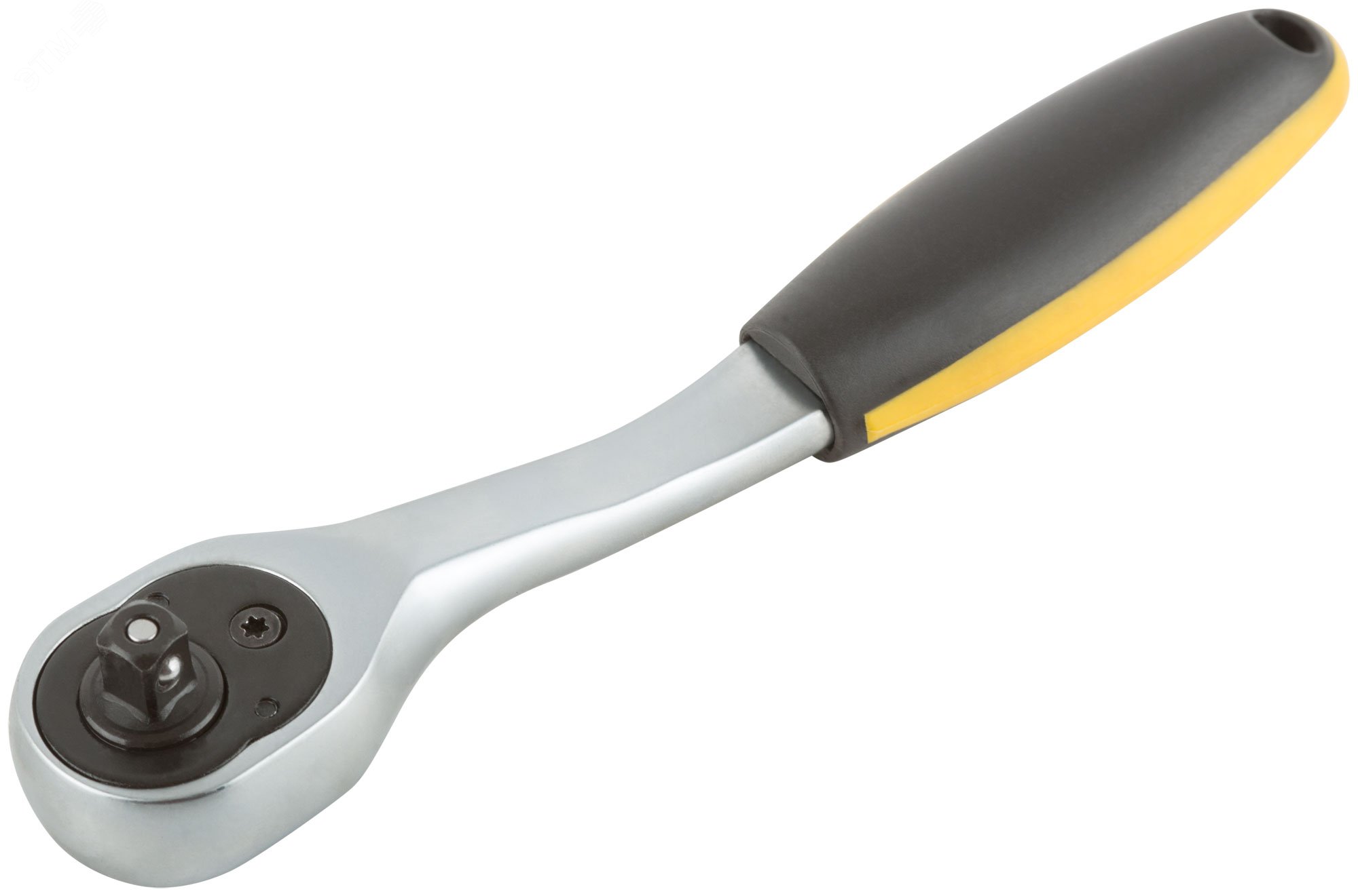 Вороток (трещотка) CrV, черно-желтая прорезиненная ручка, Профи 1/4'', 72 зубца 62351 FIT - превью 2
