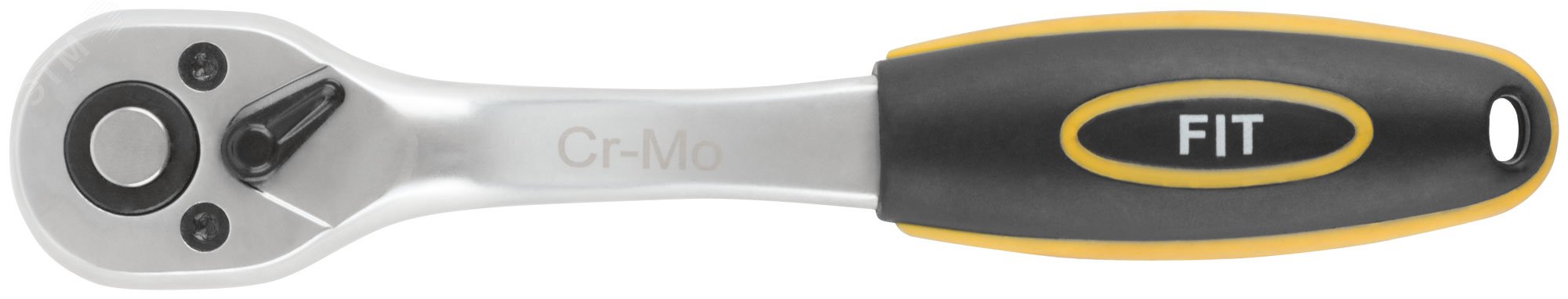 Вороток (трещотка) CrV, черно-желтая прорезиненная ручка, Профи 1/4'', 72 зубца 62351 FIT - превью 5
