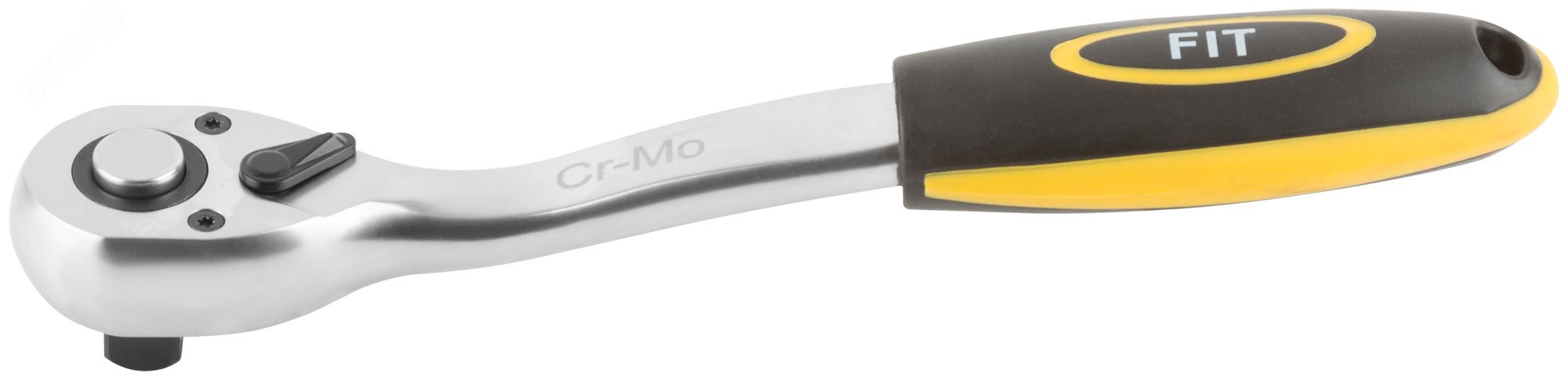 Вороток (трещотка) CrV, черно-желтая прорезиненная ручка, Профи 1/2'', 72 зубца 62353 FIT - превью