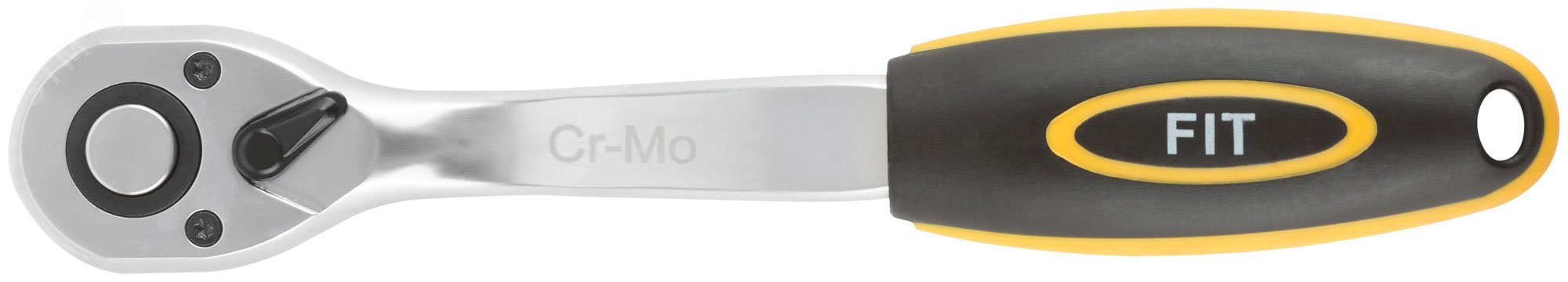 Вороток (трещотка) CrV, черно-желтая прорезиненная ручка, Профи 1/2'', 72 зубца 62353 FIT - превью 5