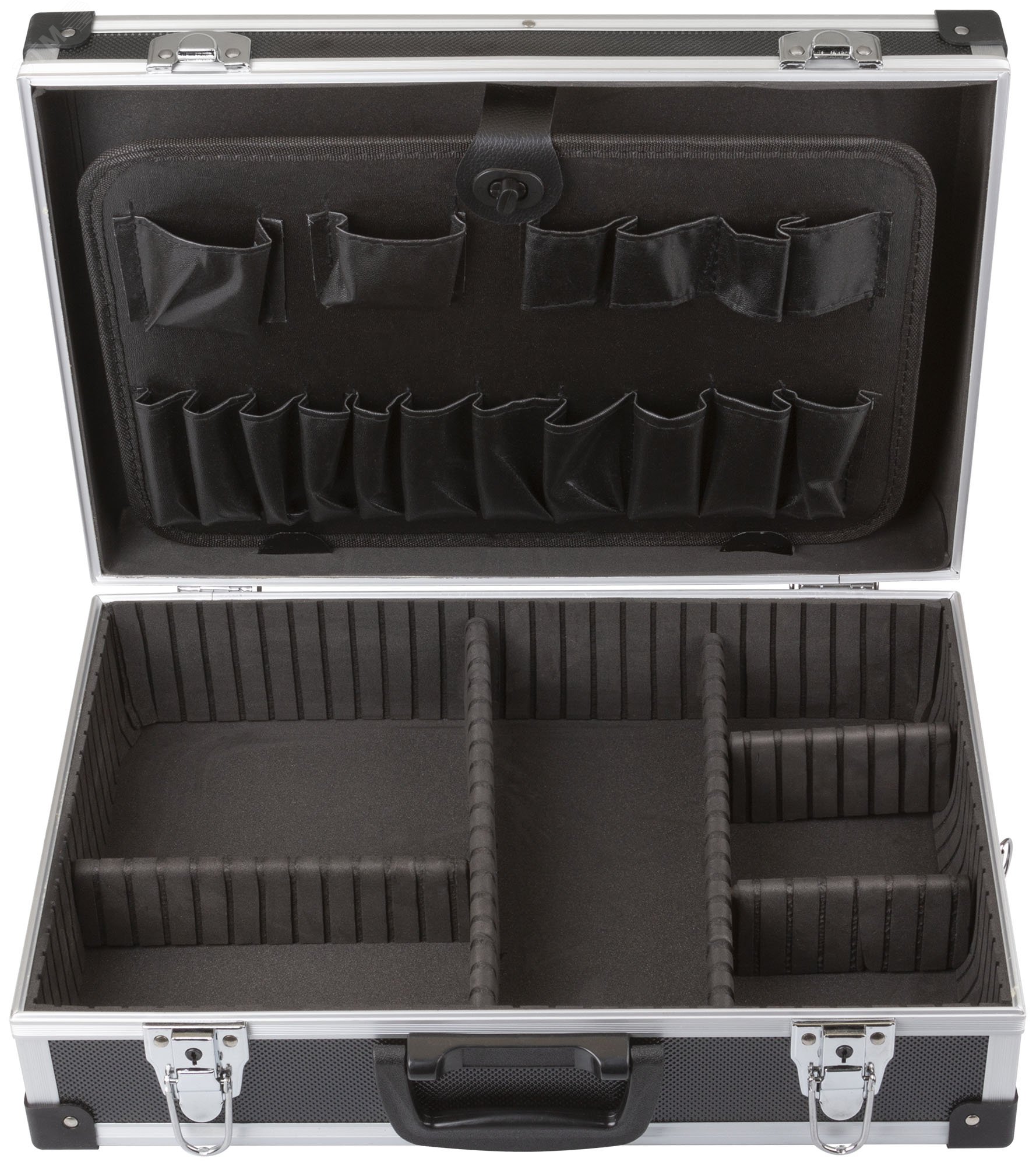 Ящик для инструмента пластиковый усиленный алюминием (43 x 31 x 13 см) черный 65633 FIT - превью 2