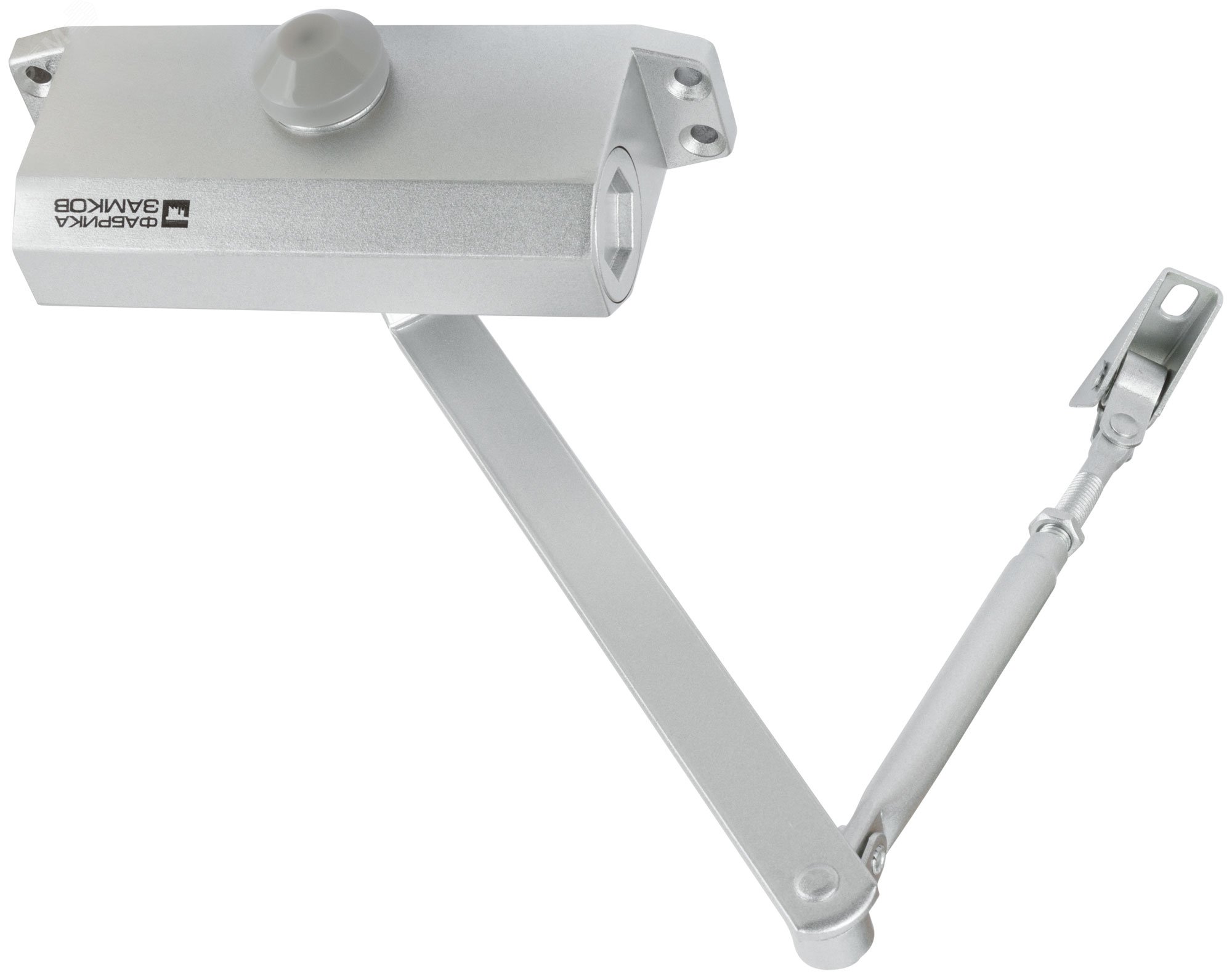 Изображение товара Доводчик дверной Фабрика замков на стальной тяге серебро 40-60 кг