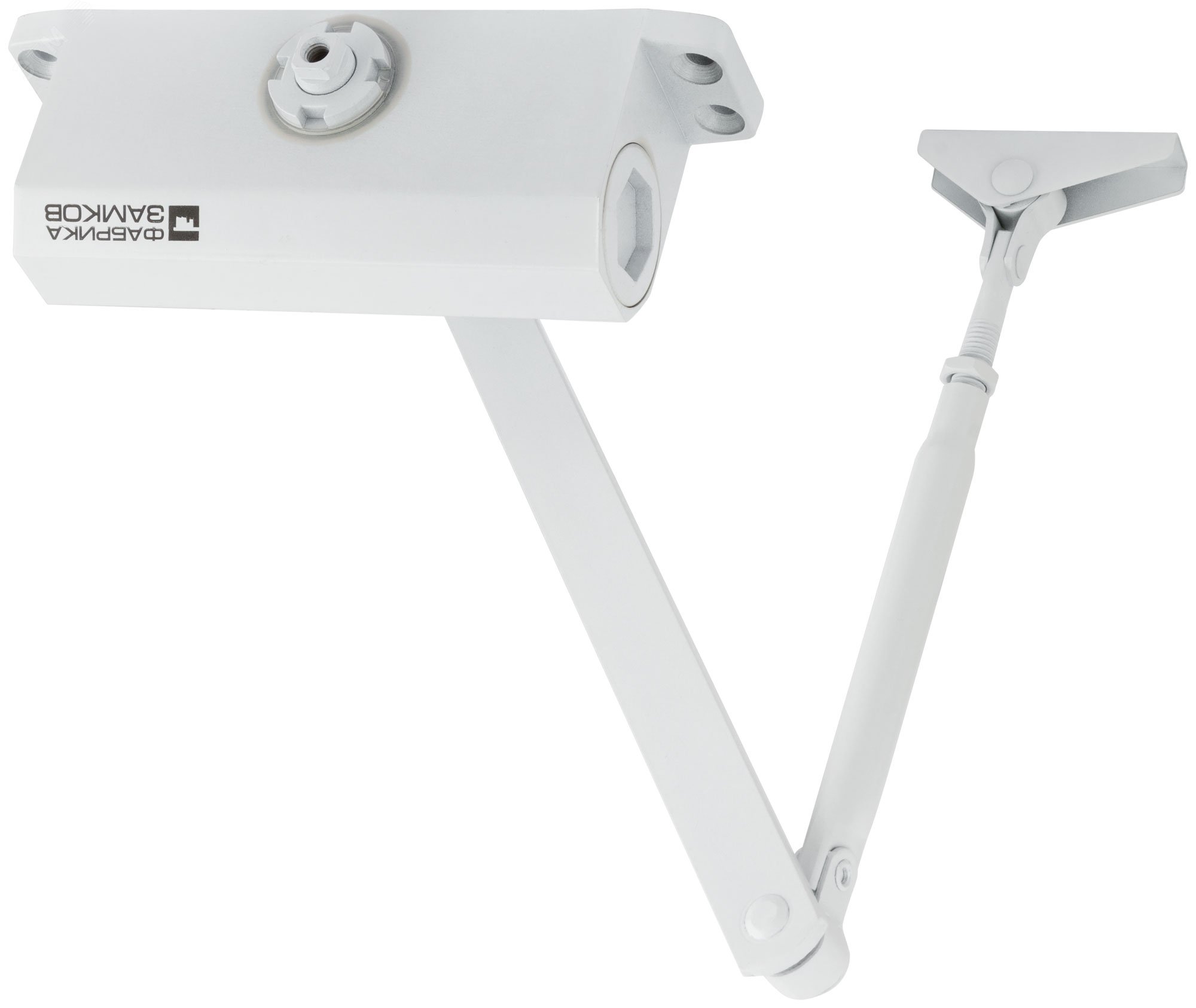 Изображение товара Доводчик дверной ''Фабрика замков'' на стальной тяге, белый 40-60 кг