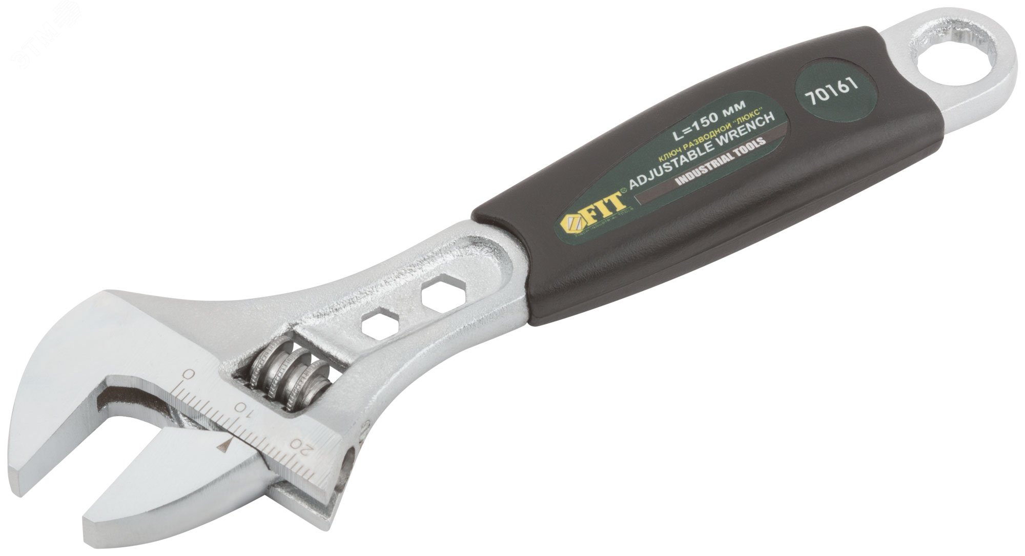 Ключ разводной ''Люкс'', шкала, увеличенный захват, прорезиненная ручка 150 мм (24 мм) 70161 FIT - превью 2