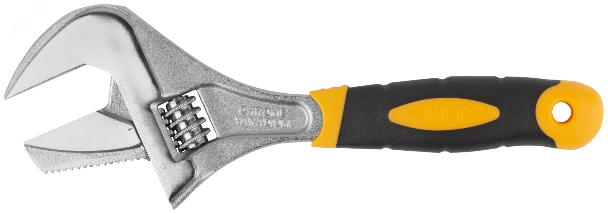 Изображение товара Ключ разводной ''Техно'' CrV, узкие + переставная губки, шкала, увеличен.захват, прорезин.ручка 250 мм ( 52 мм ) (шт)