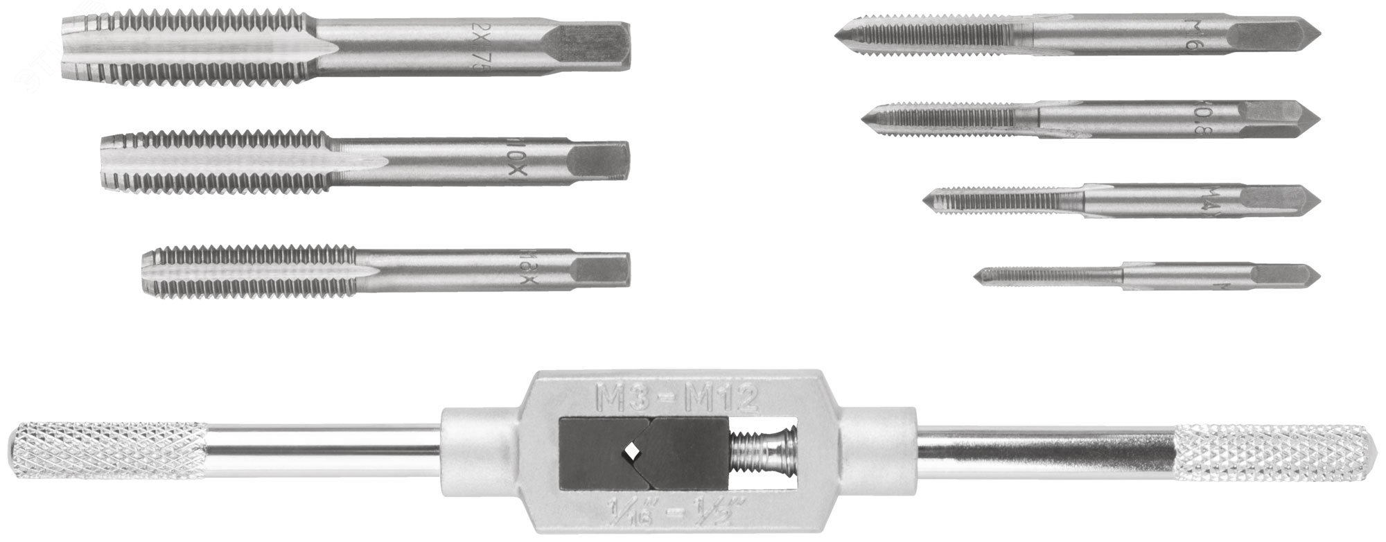 Изображение товара Метчики, легированная сталь Профи 7 шт., Метчикодержатель универсальный, блистер (шт)