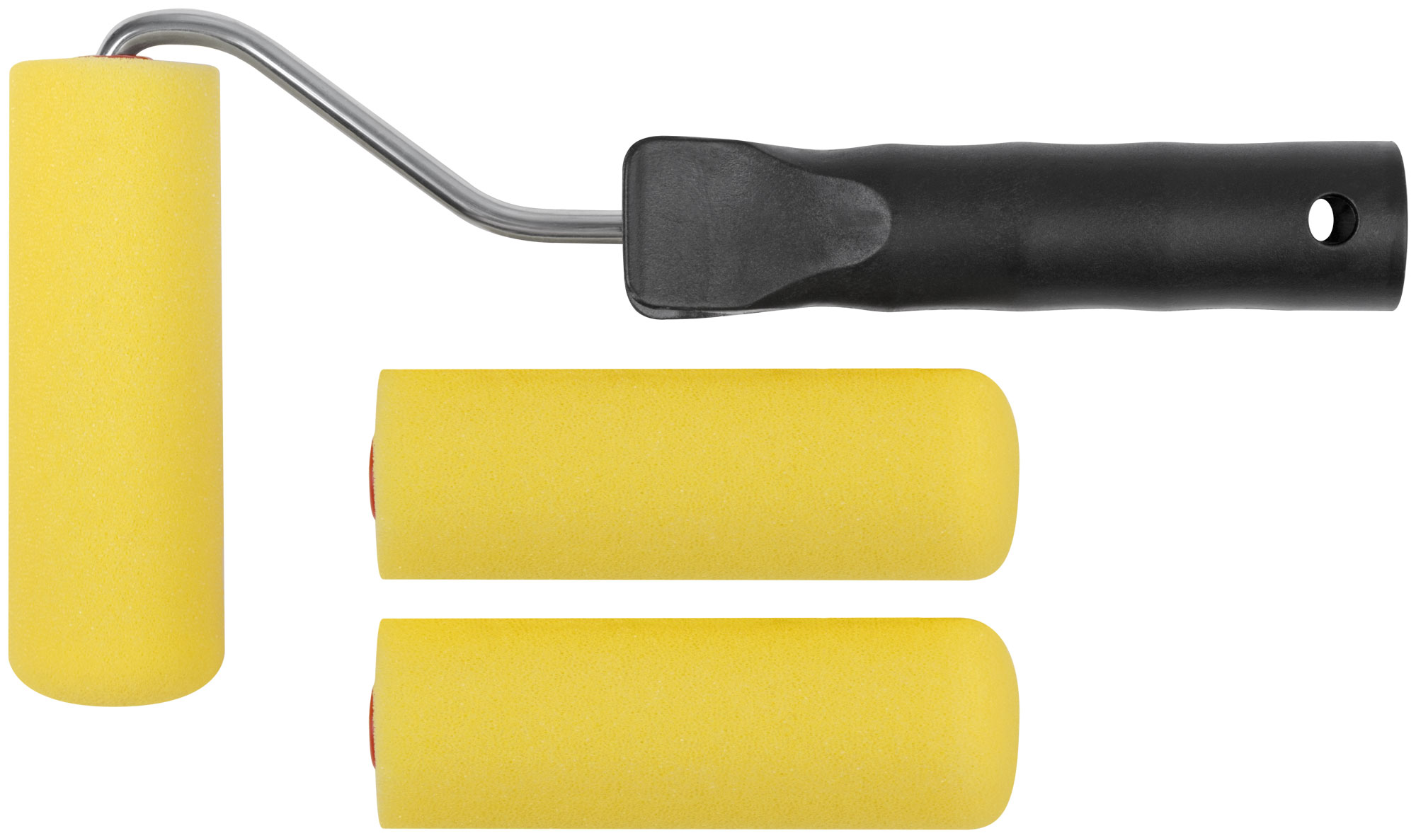 Валик поролоновый желтый с ручкой ''мини'' 100 мм + 2 сменных ролика