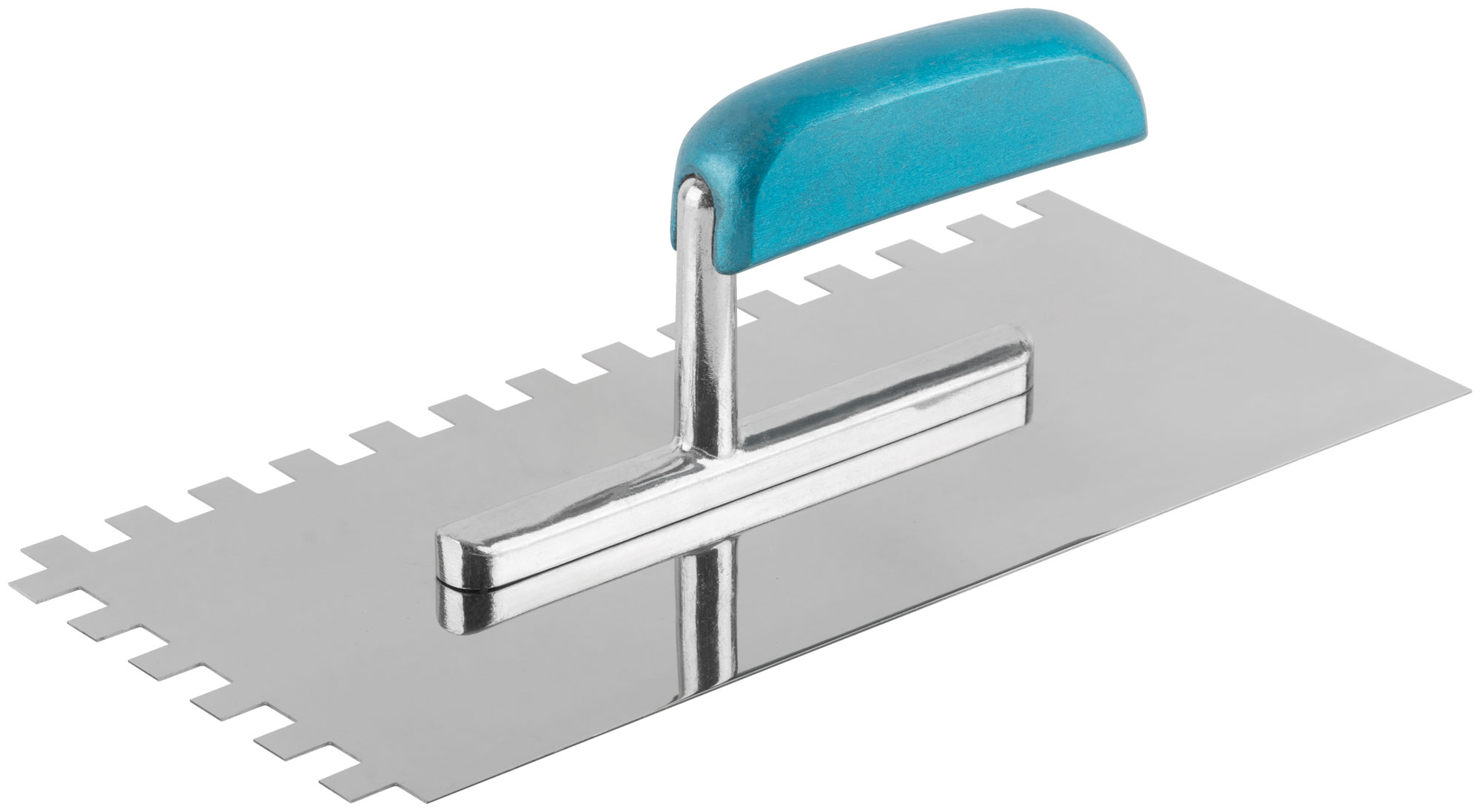 Гладилка нержав. с деревянной ручкой, 280х130 мм зубчатая, зуб 10х10 мм