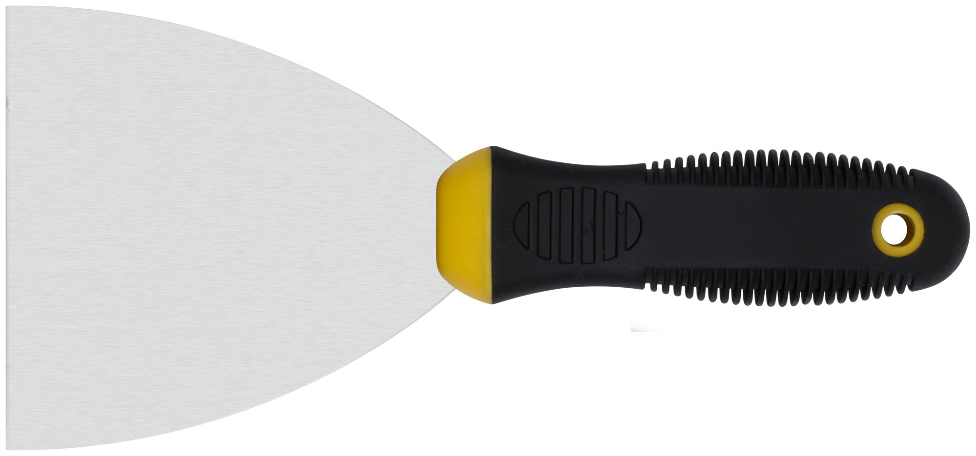 Шпатель, нерж.сталь, черно-желтая прорезин.ручка 4'' (100 мм)