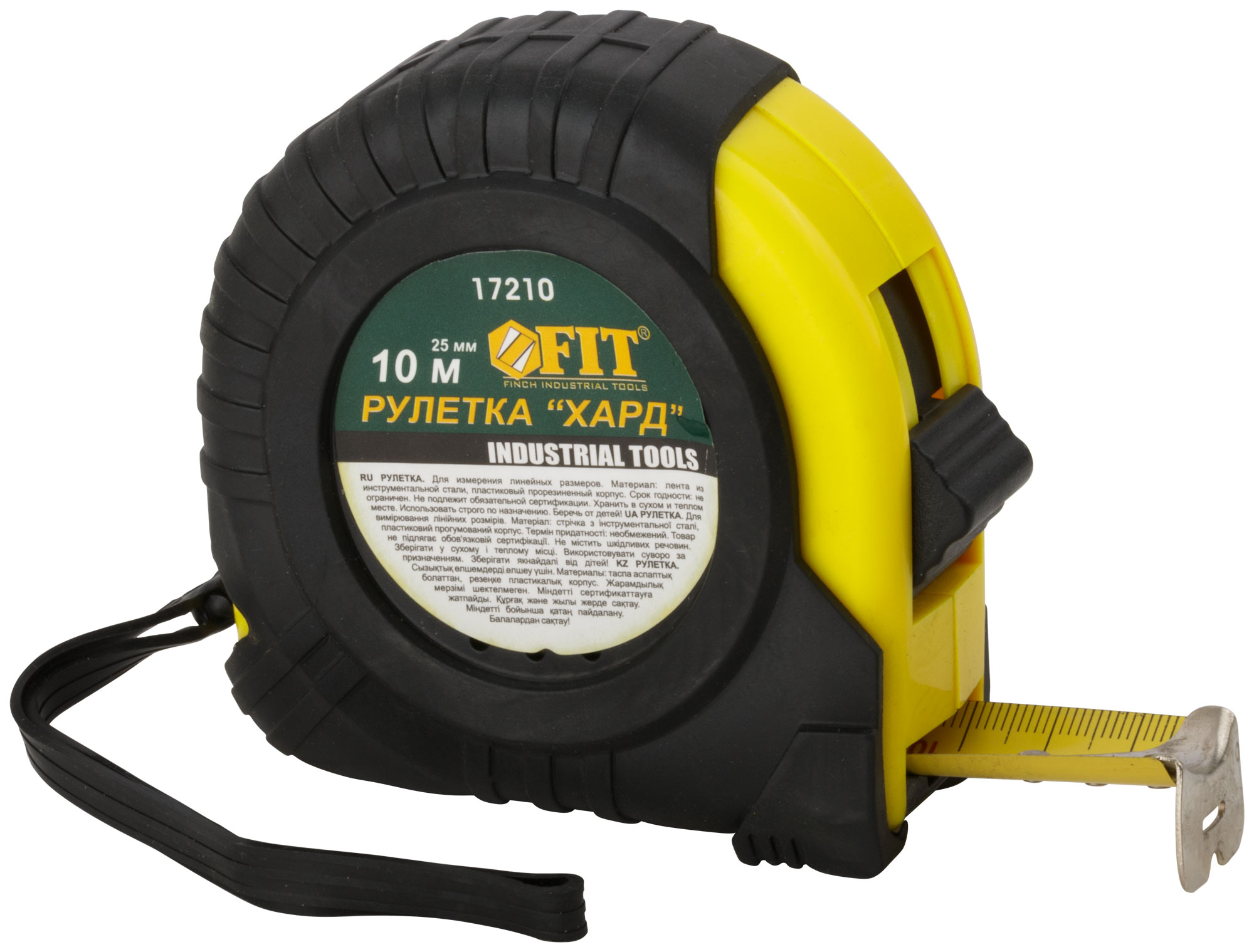 Рулетка прорезиненный корпус ''Хард'' 10 м x 25 мм