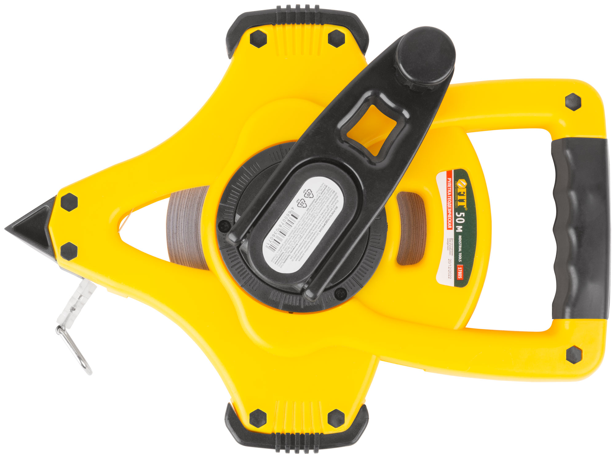 Рулетка геодезическая, стальная лента, открытый пластиковый корпус, ускоренная перемотка, прорезиненная ручка 50 м