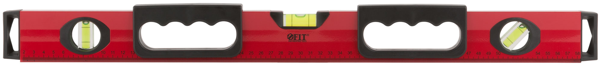 Уровень ''Бизон'', 3 глазка, красный корпус, магнитная полоса, ручки, шкала 600 мм