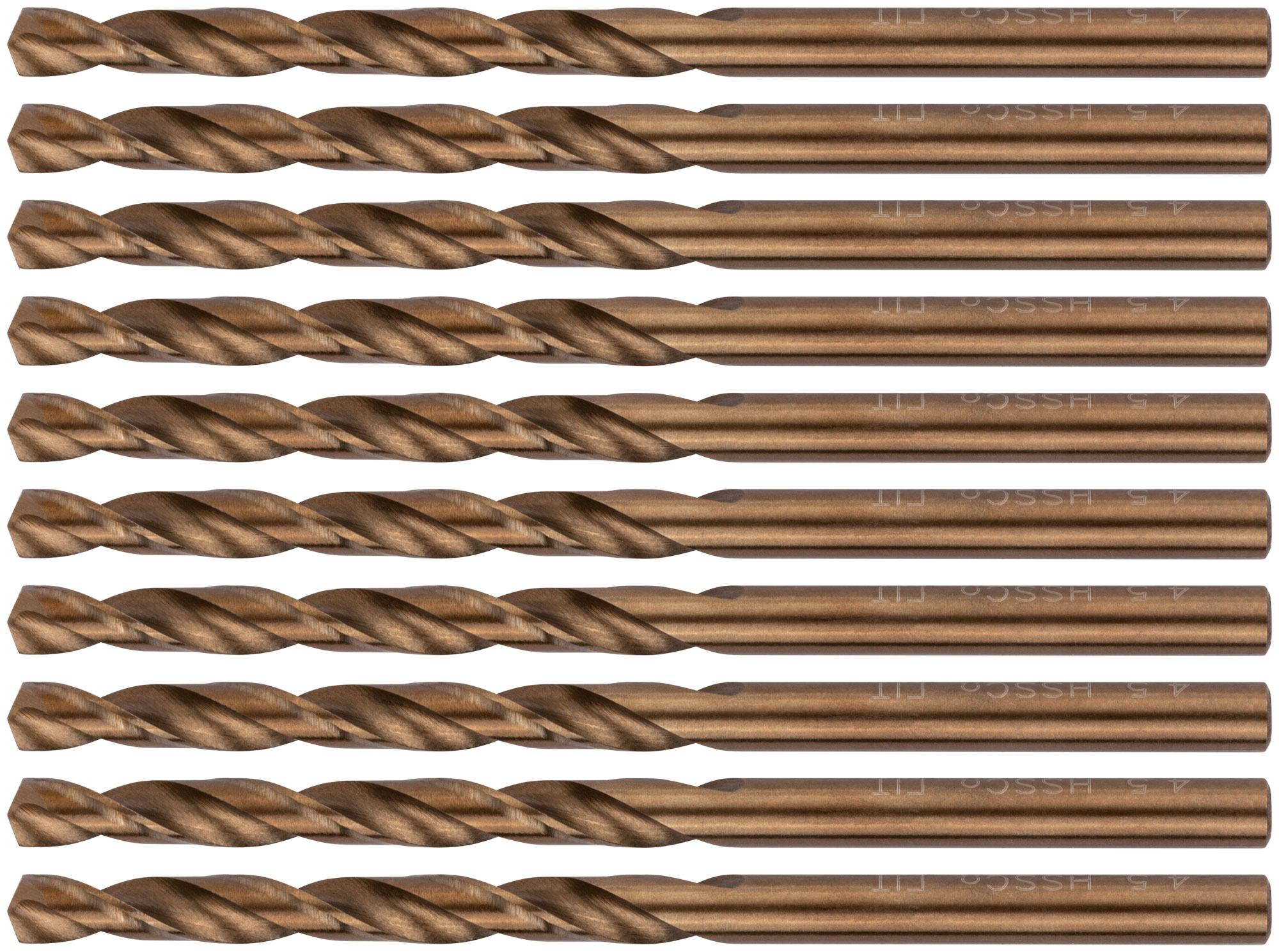 Сверла по металлу HSS с добавкой кобальта 5% Профи 4.5 мм (10 шт)