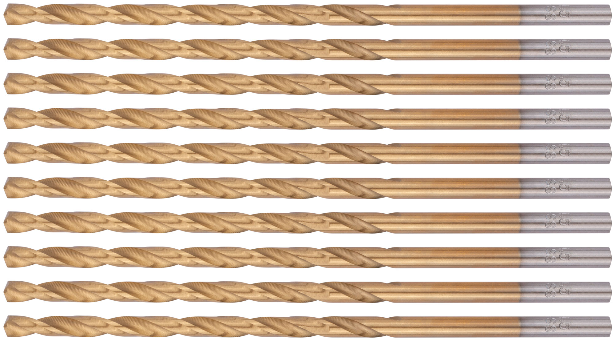 Сверла HSS по металлу, удлиненные, титановое покрытие 4.5х126 мм набор (10шт)