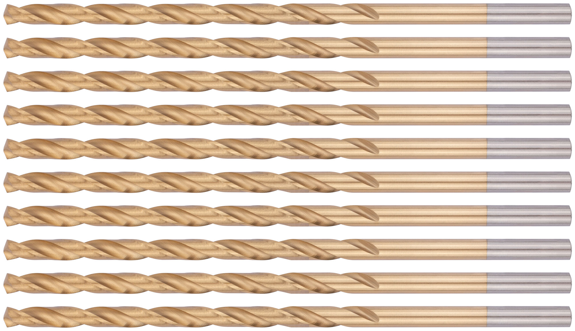 Сверла HSS по металлу, удлиненные, титановое покрытие 5.0х132 мм (10 шт)