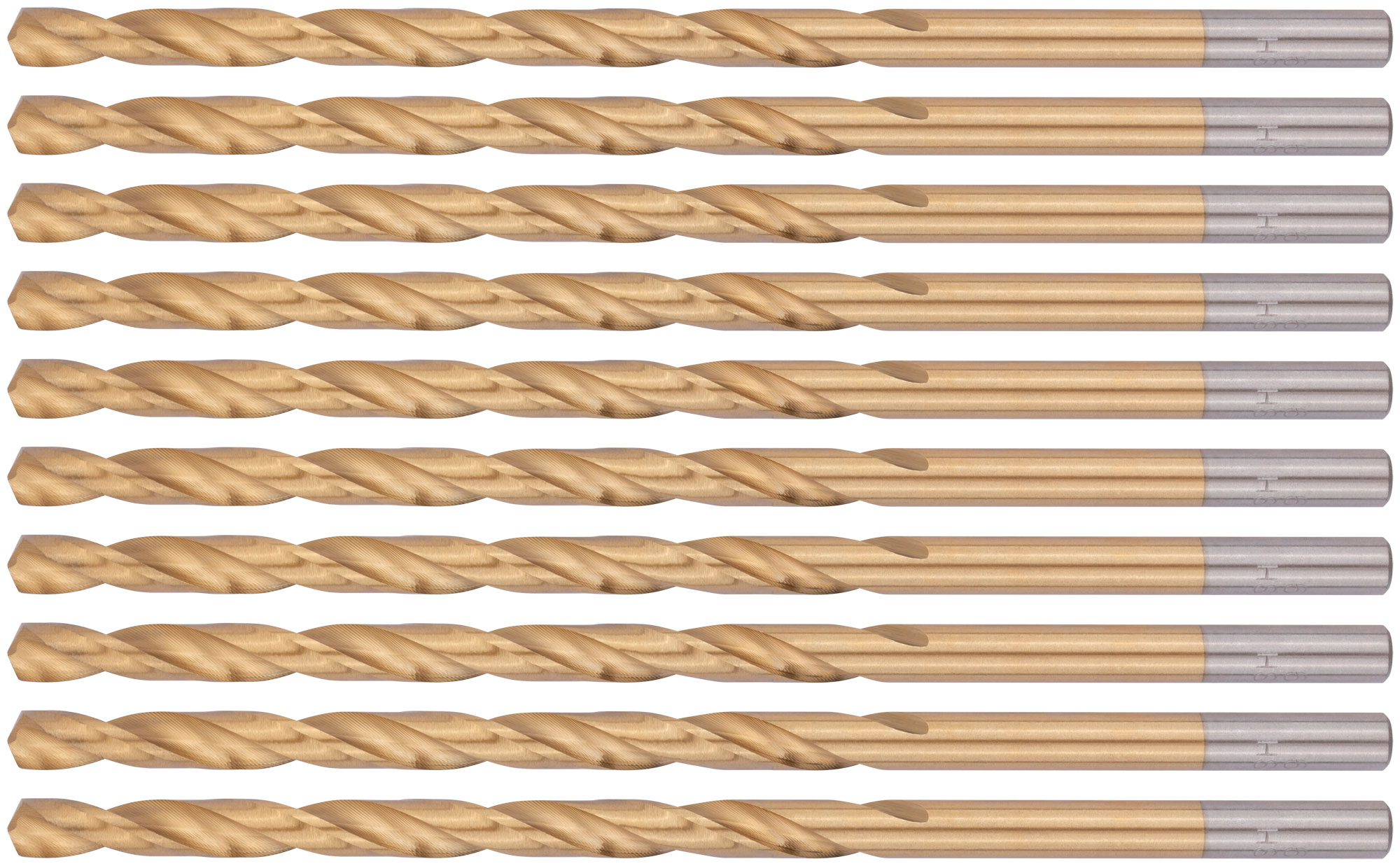 Сверла HSS по металлу, удлиненные, титановое покрытие 6.0х139 мм (10 шт)