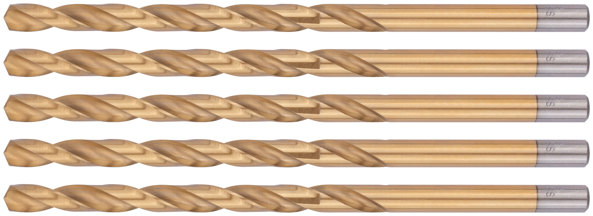 Сверла HSS по металлу, удлиненные, титановое покрытие 8.0х165 мм (5 шт)