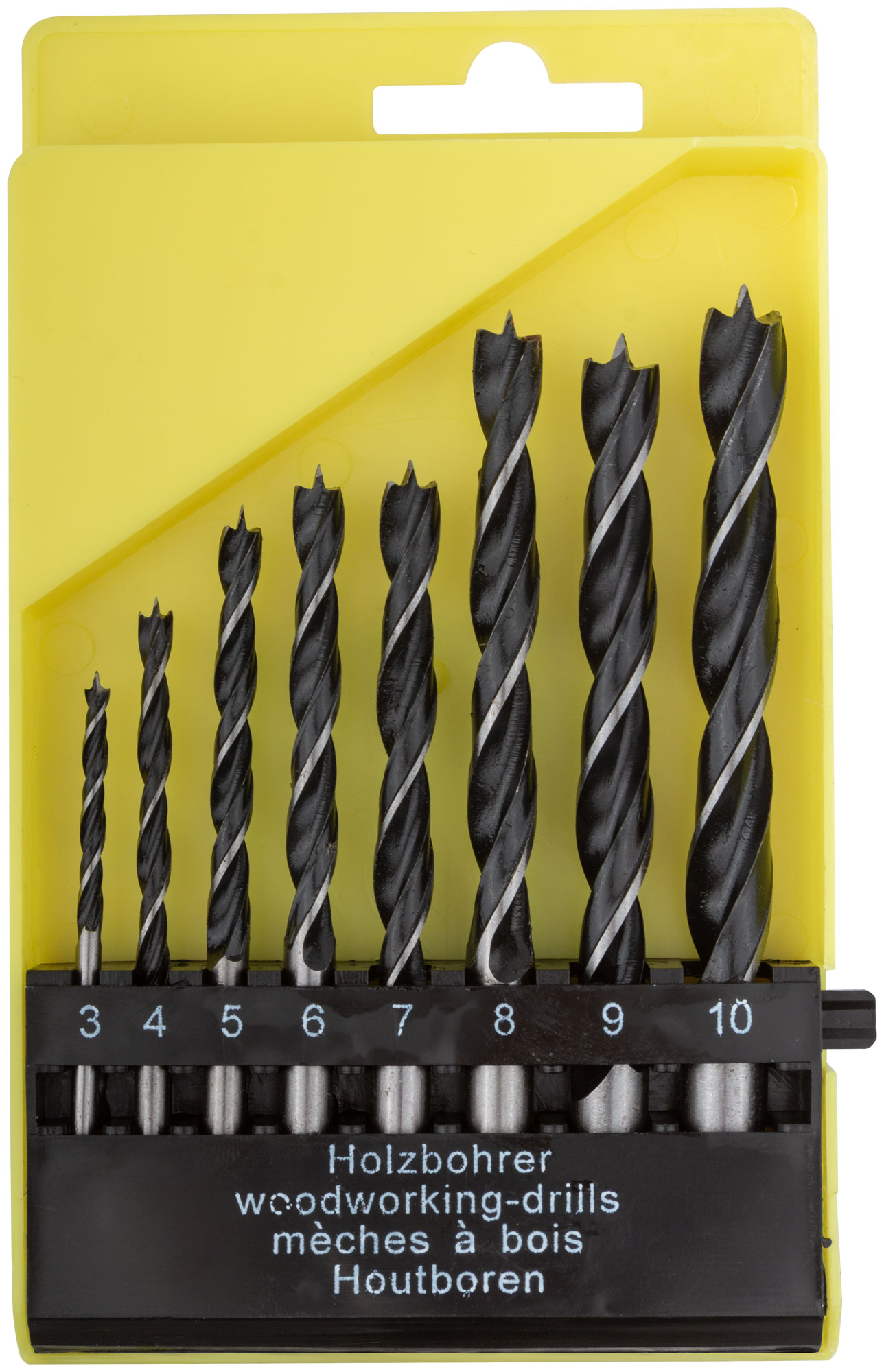 Набор сверл по дереву, пластиковый бокс, 8 шт(3-4-5-6-8-9-10 мм)