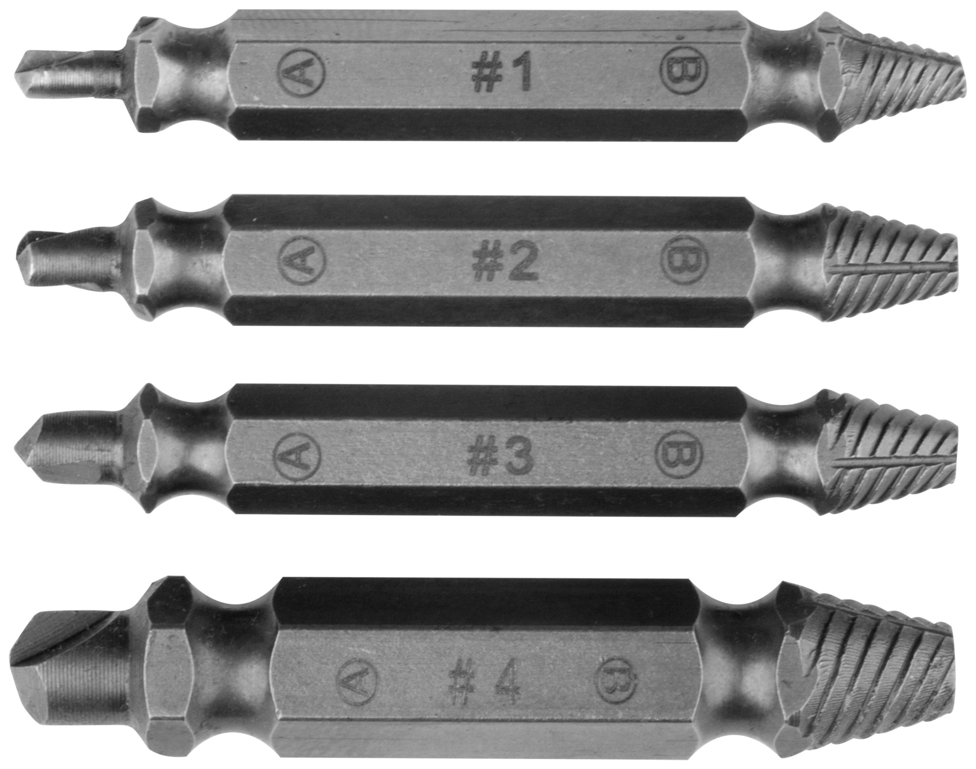 Набор экстракторов двусторонних Профи, сталь S2, 4 шт