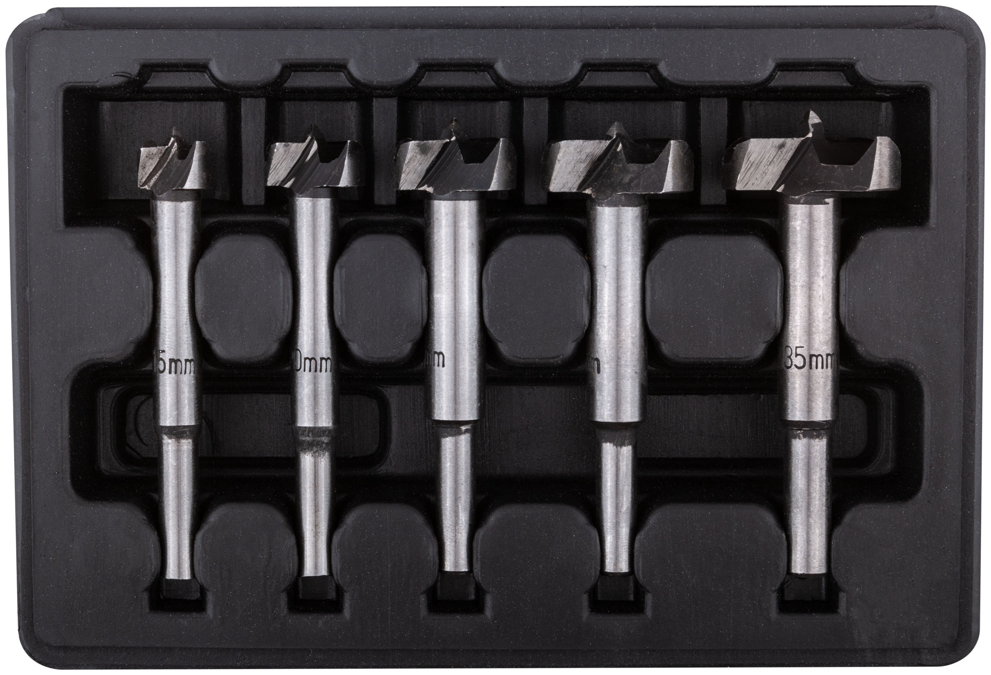 Фрезы по дереву (сверла Форстнера), усиленная 60# сталь, 5 шт, 15/20/25/30/35 мм