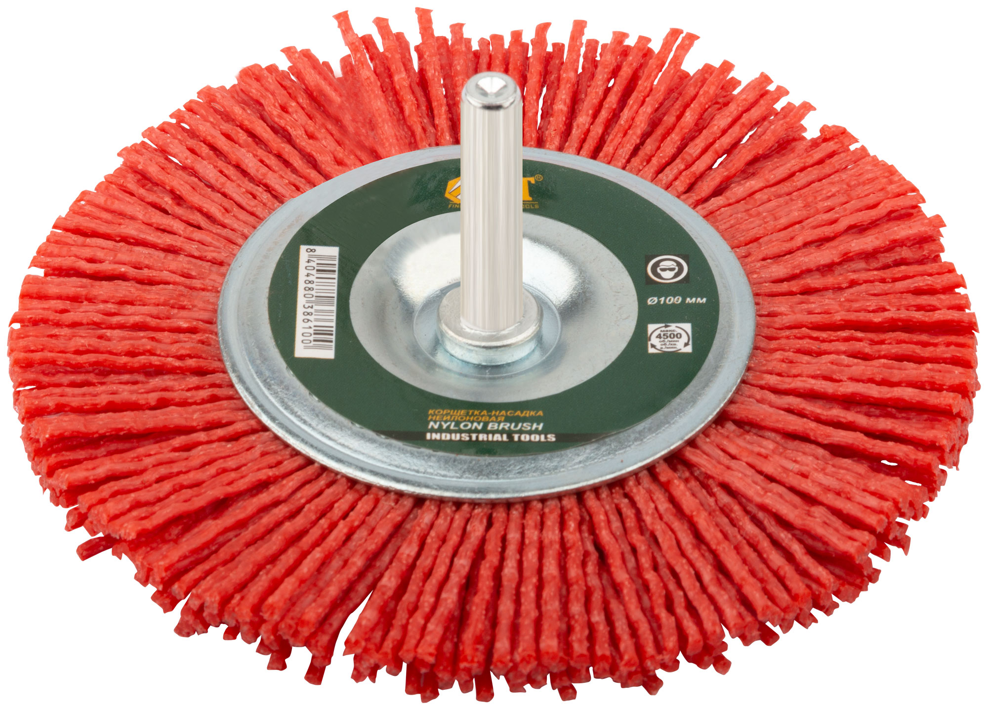 Кордщетка-колесо нейлоновая со штифтом 100 мм