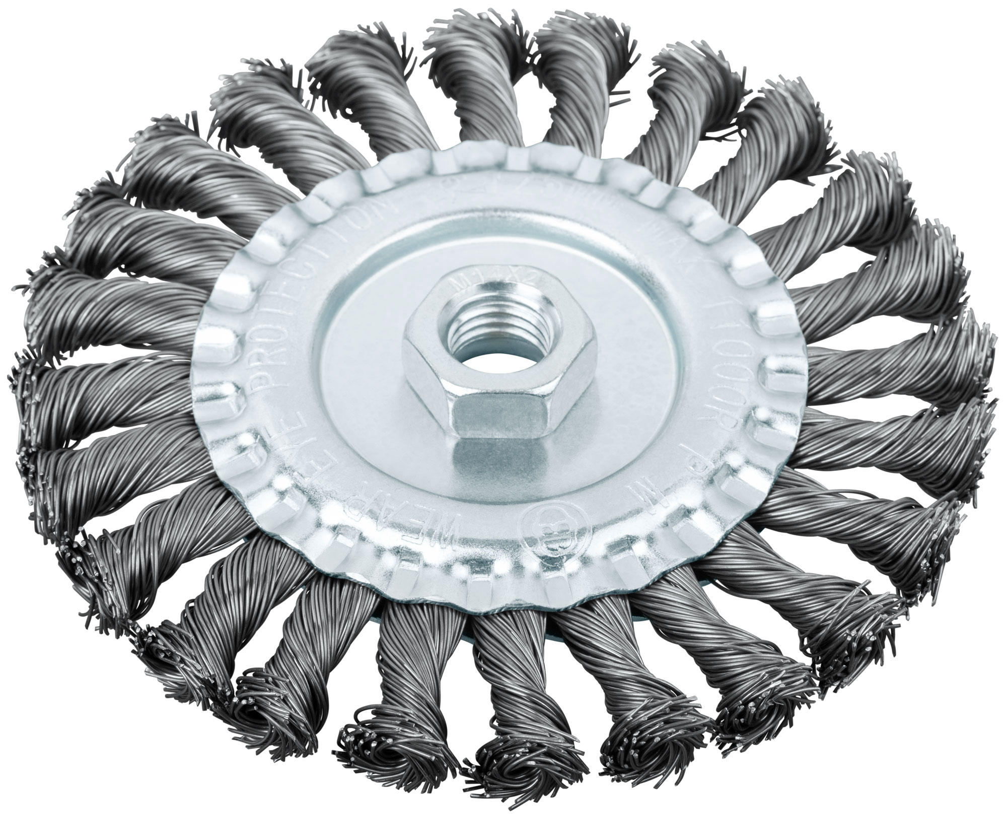 Кордщетка-колесо, гайка М14стальная,  витая проволока 125 мм