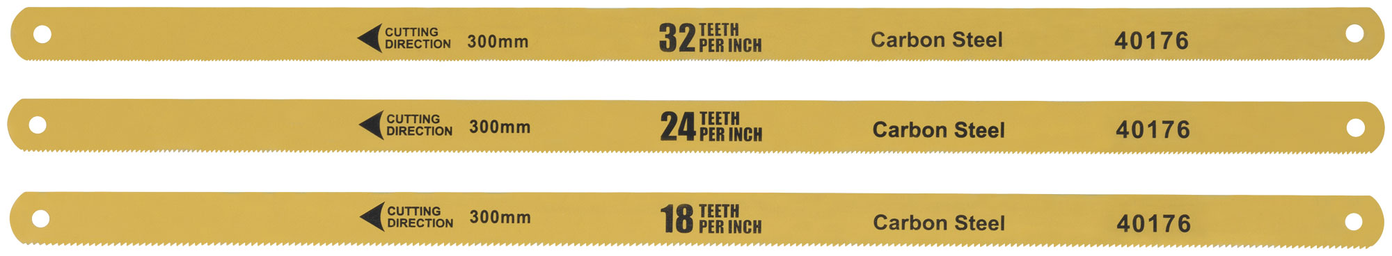 Полотна ножовочные по металлу односторонние 300   мм, набор 6 шт на подвесе (18ТPI+24ТPI+32ТPI)