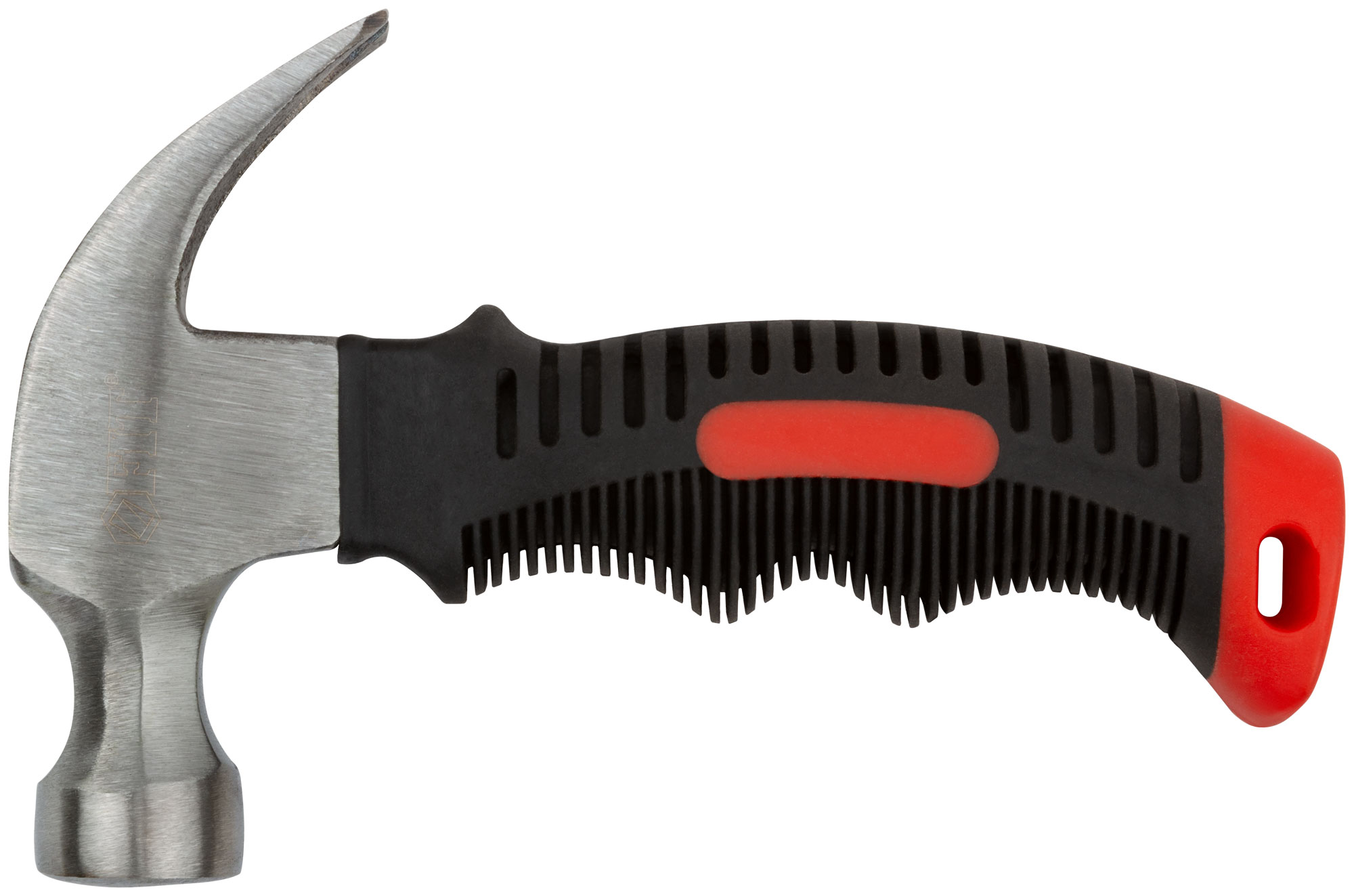 Молоток-гвоздодер, укороченный, фиброглассовая обрезиненная ручка 25 мм, 225 гр