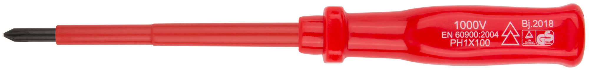 Отвертка изолированная 1000 В, CrV сталь, пластиковая ручка РН1x100 мм