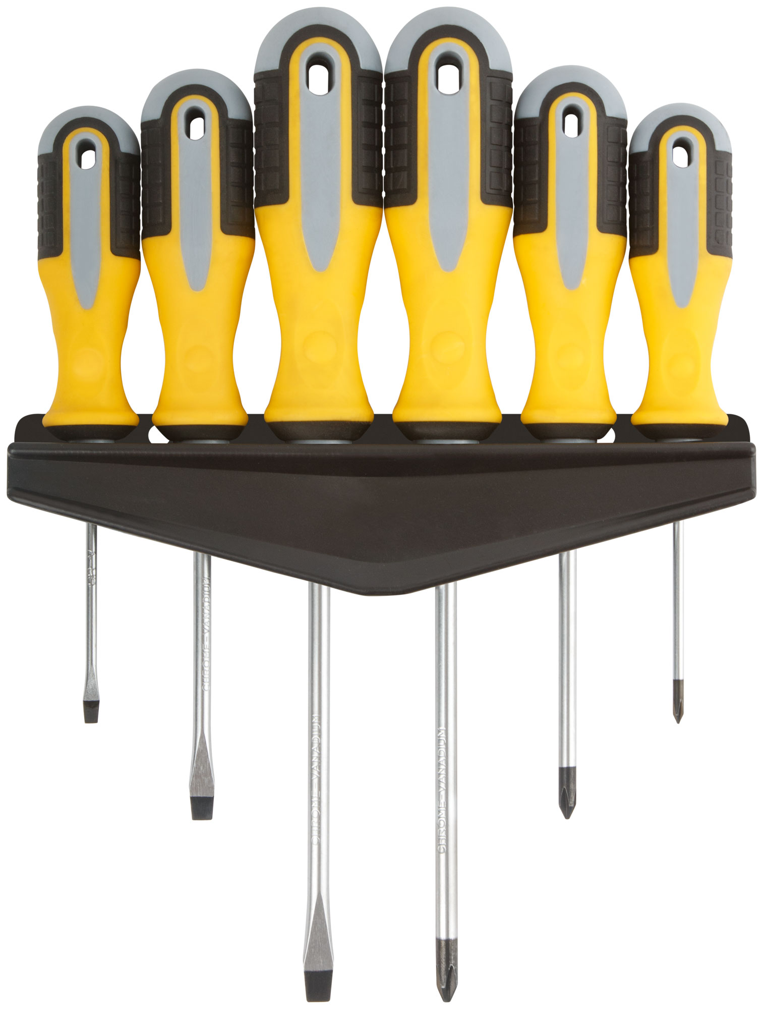 Отвертки ''Старт'', CrV сталь, прорезиненные ручки, магнитный наконечник, на держателе, набор 6 шт