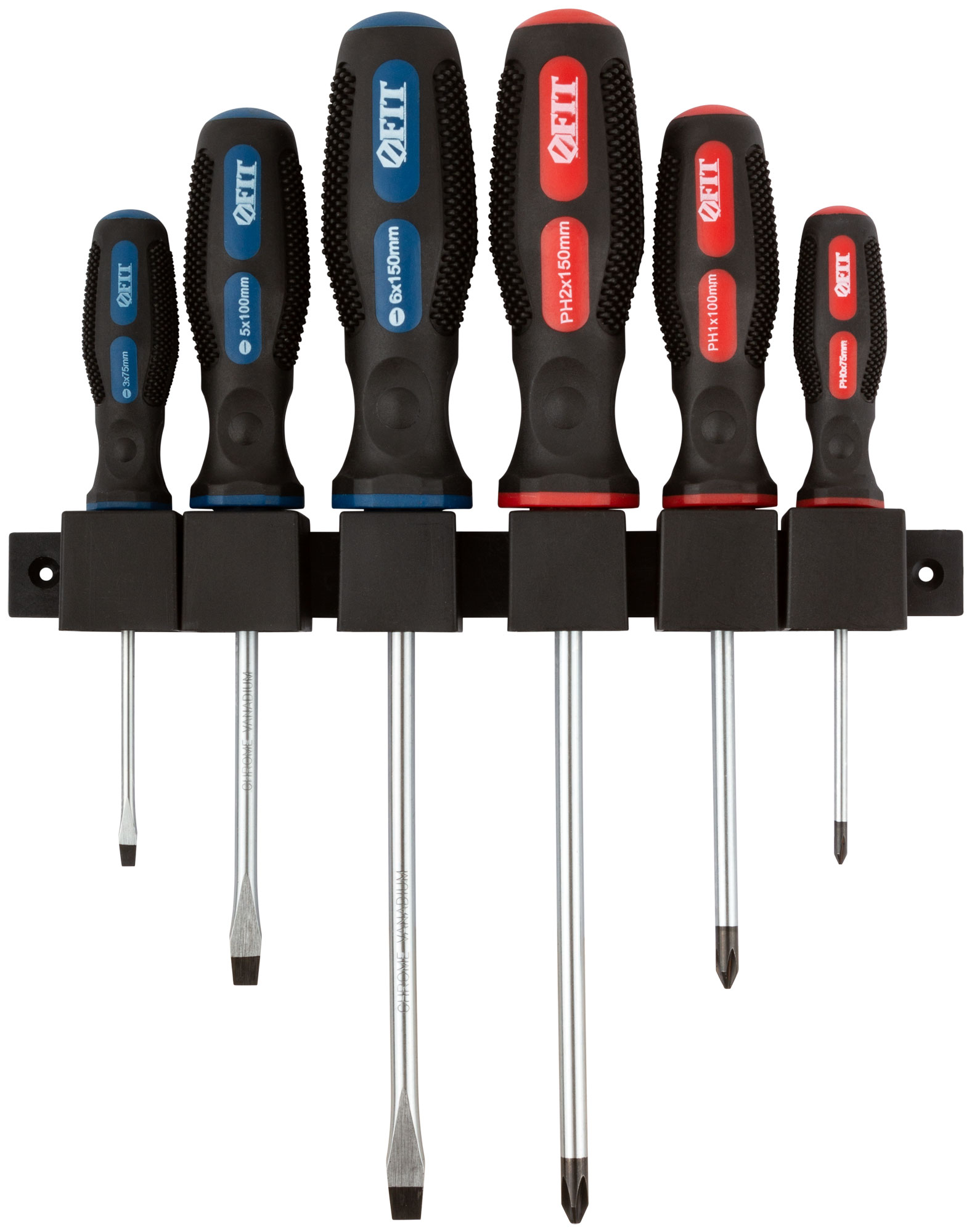 Отвертки ''Универсал'' Профи, CrV сталь, прорезиненные ручки, на держателе, набор 6 шт