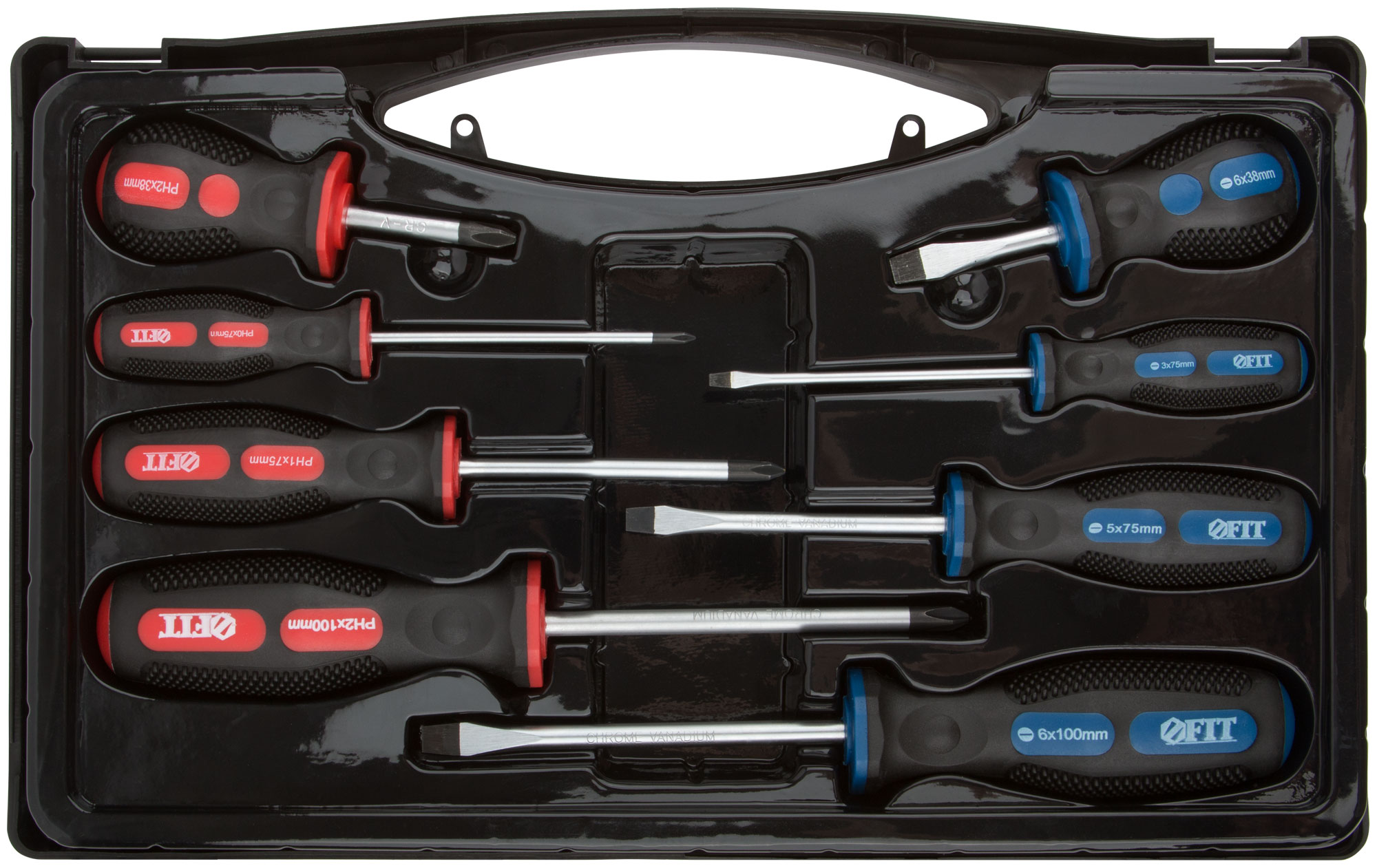 Отвертки ''Универсал'' Профи, CrV сталь, прорезиненные ручки, в чемоданчике, набор 8 шт